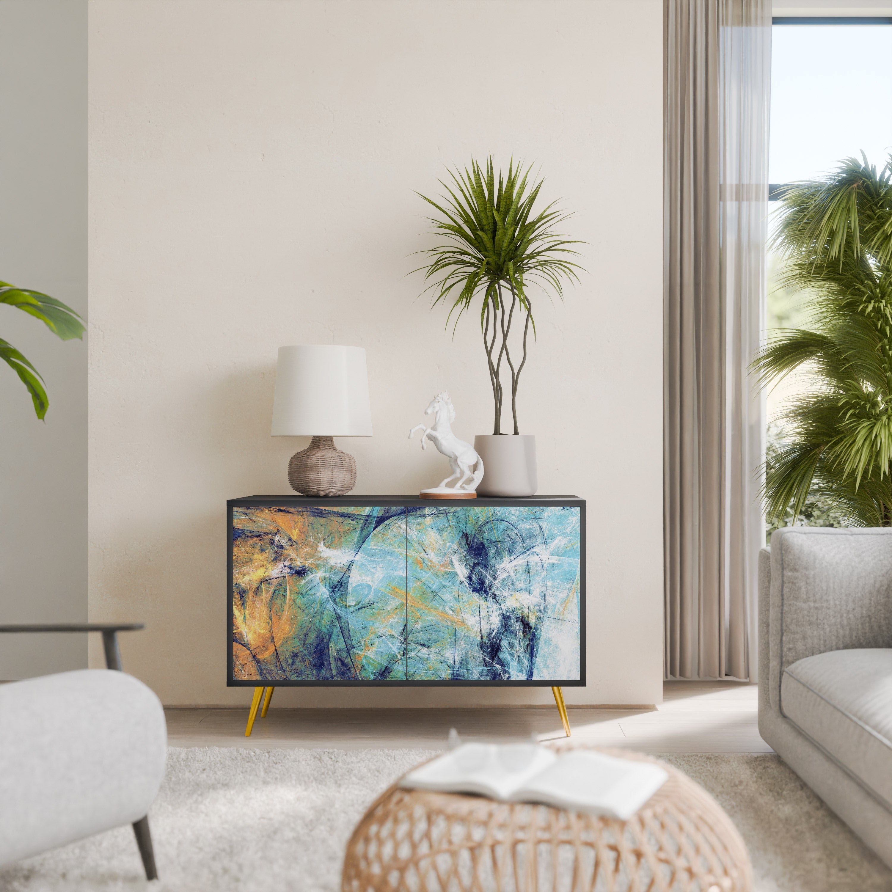 ABSTRACT THOUGHTS 2-Door Sideboard in Black Finish