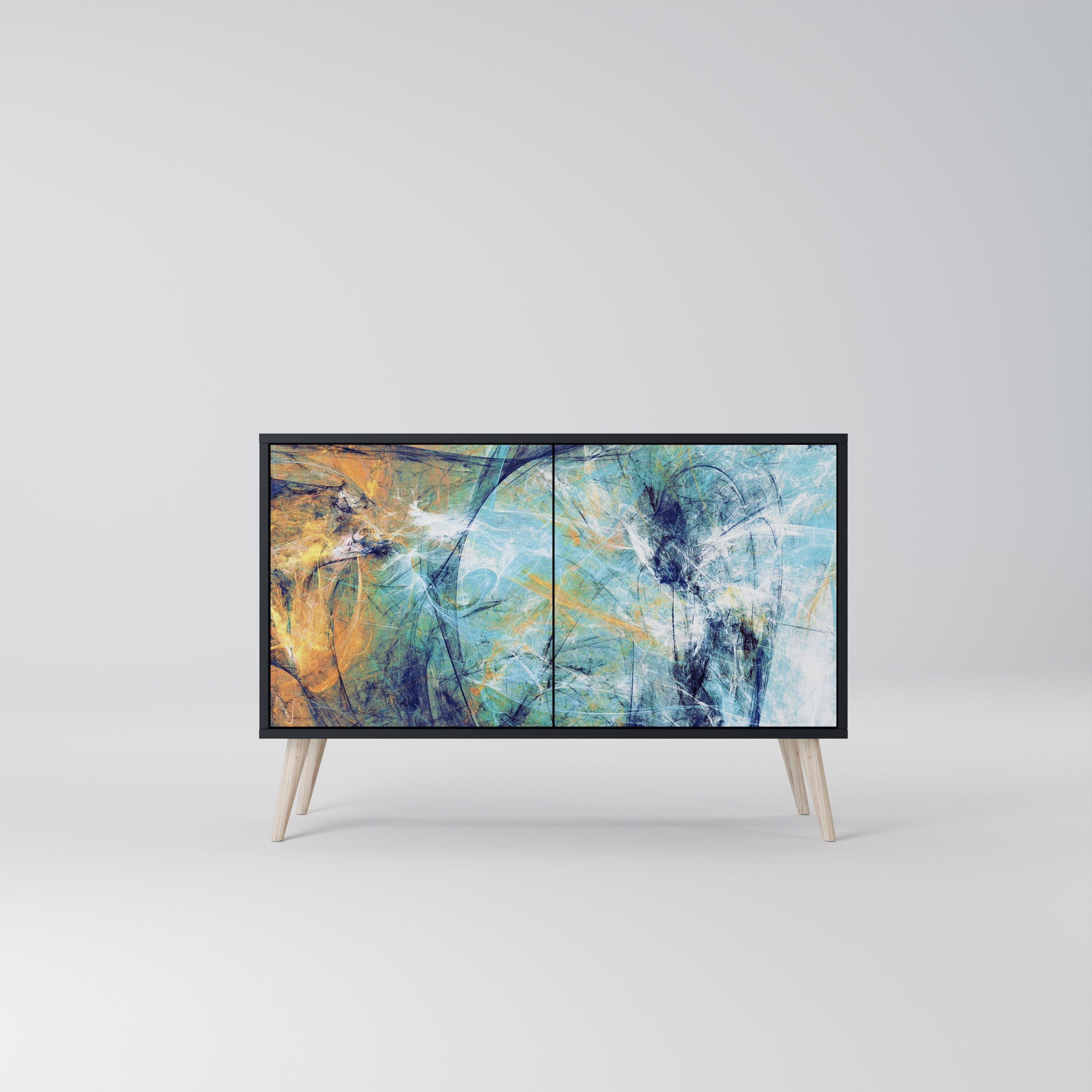 ABSTRACT THOUGHTS Aparador de 2 Portas em Acabamento Preto