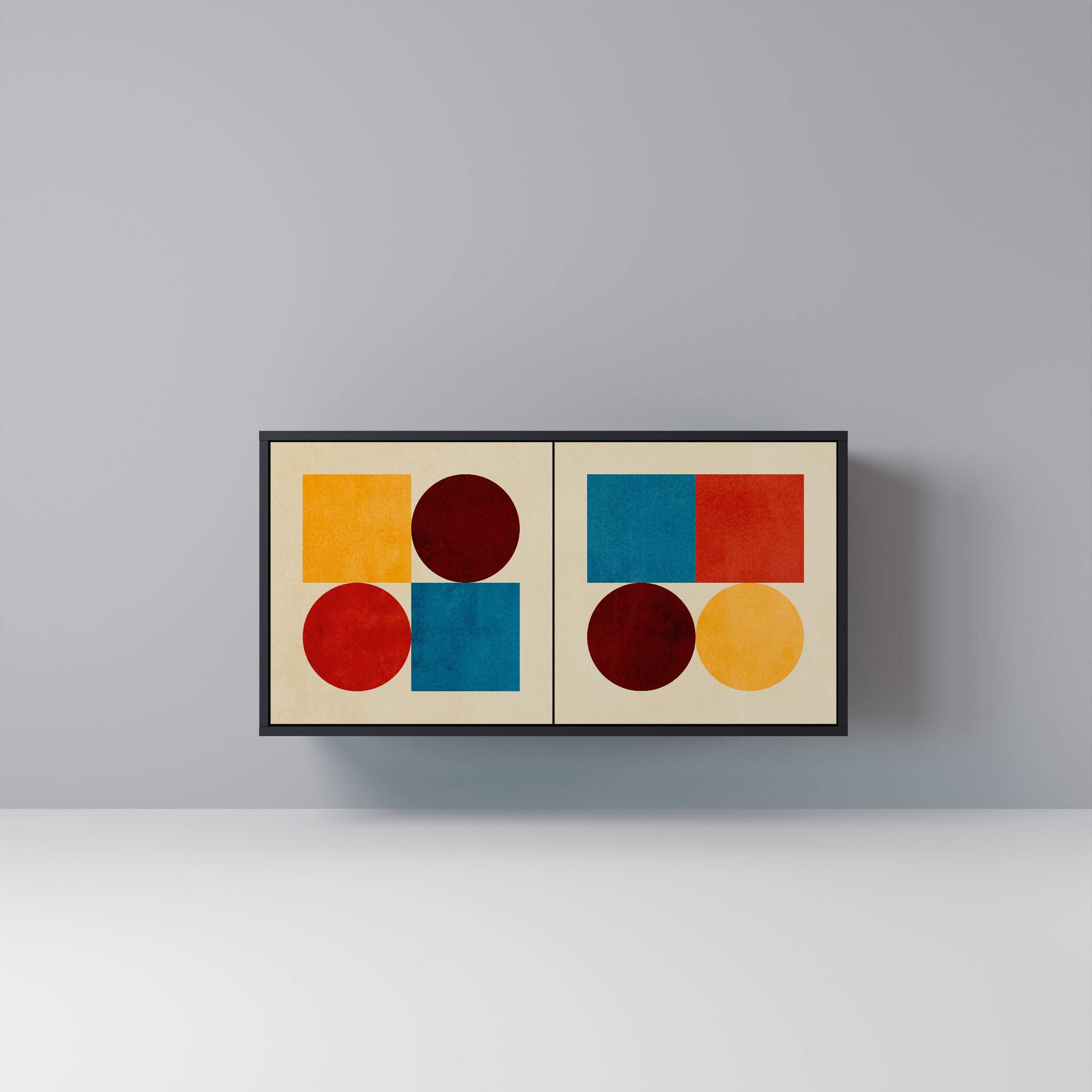 GEOMETRIC PUZZLE Aparador de 2 Portas em Acabamento Preto