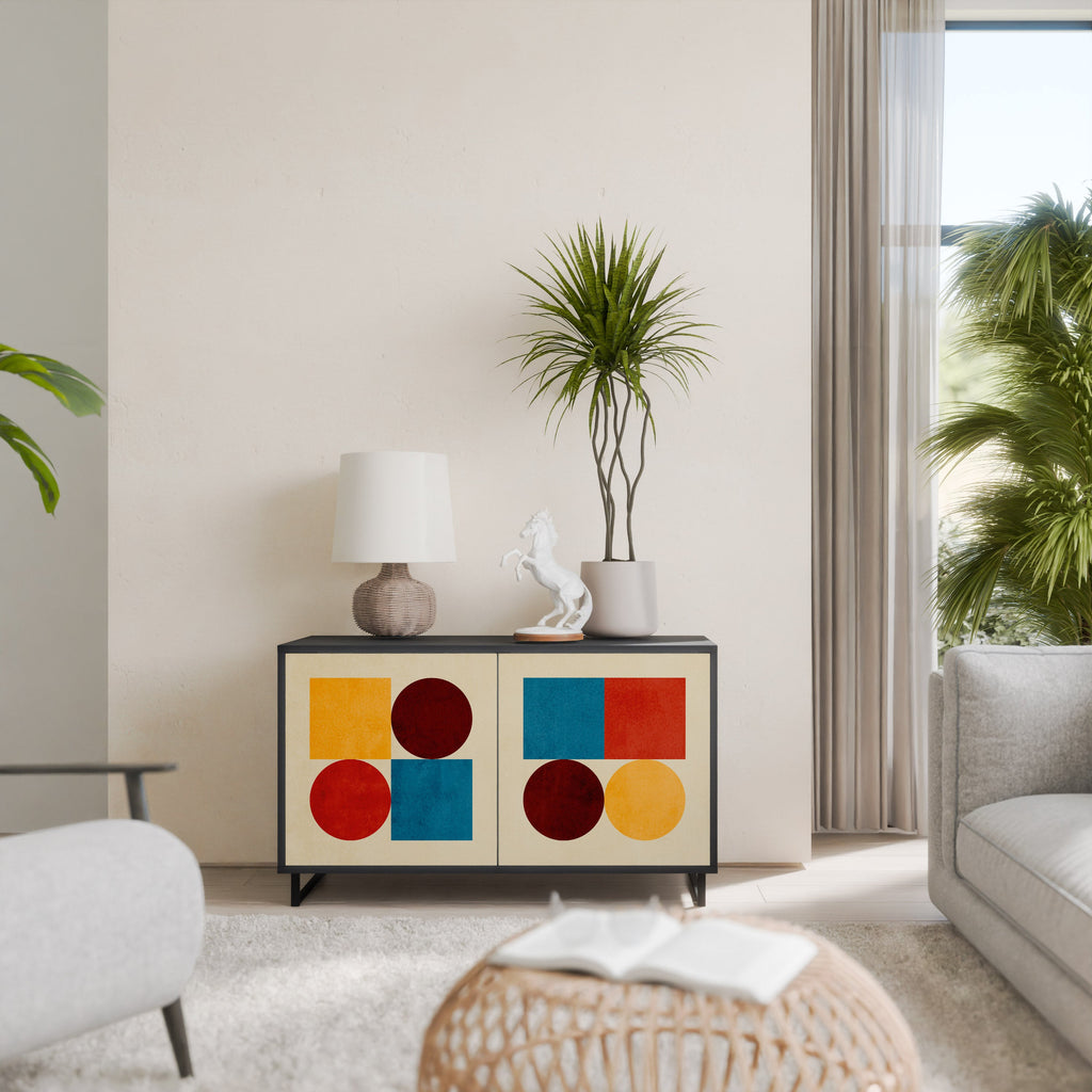 GEOMETRIC PUZZLE Aparador de 2 Portas em Acabamento Preto