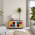 GEOMETRIC PUZZLE Aparador de 2 Portas em Acabamento Preto