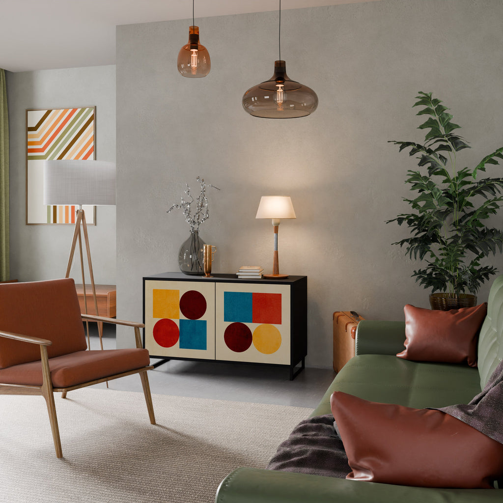 GEOMETRIC PUZZLE Aparador de 2 Portas em Acabamento Preto