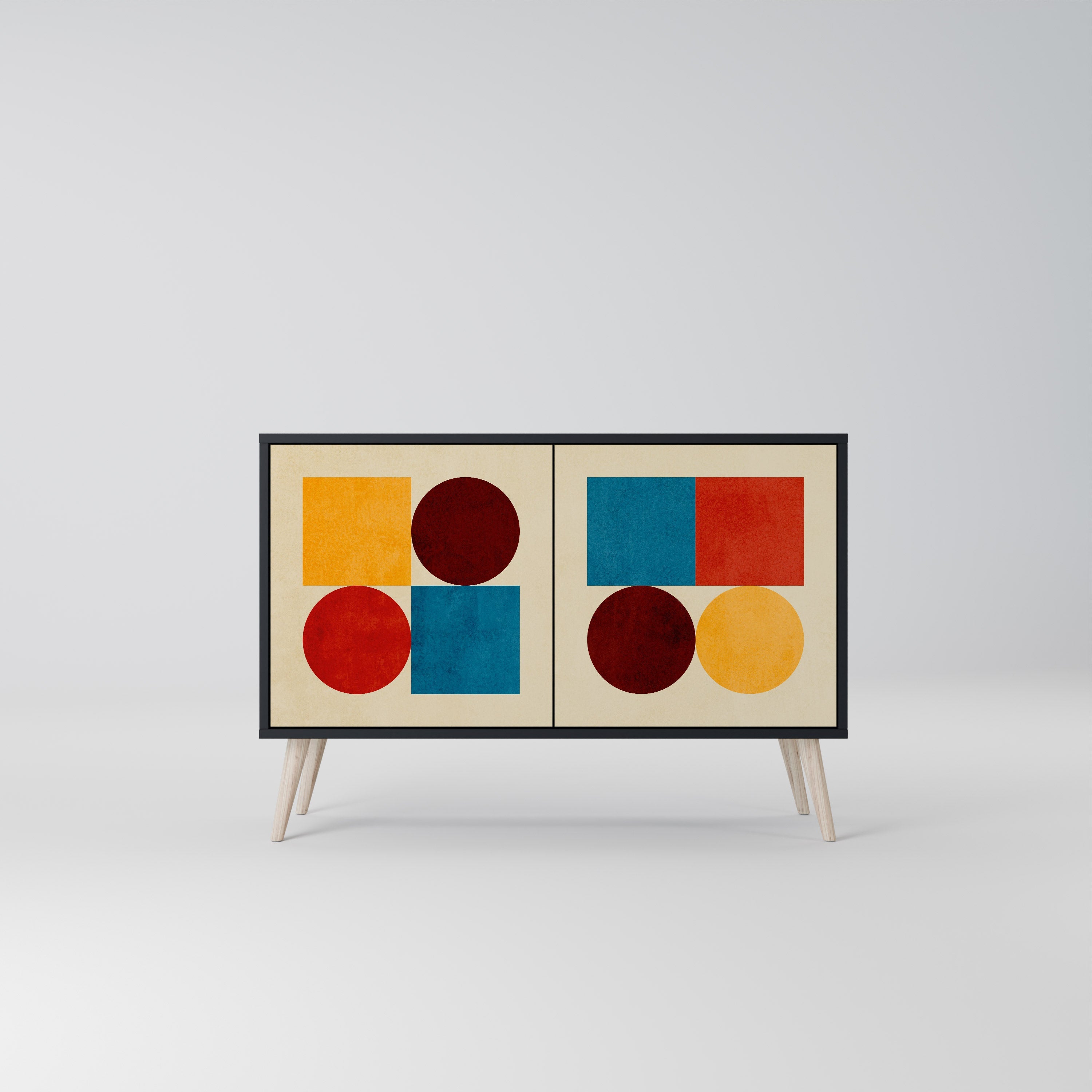 GEOMETRIC PUZZLE Aparador de 2 Portas em Acabamento Preto