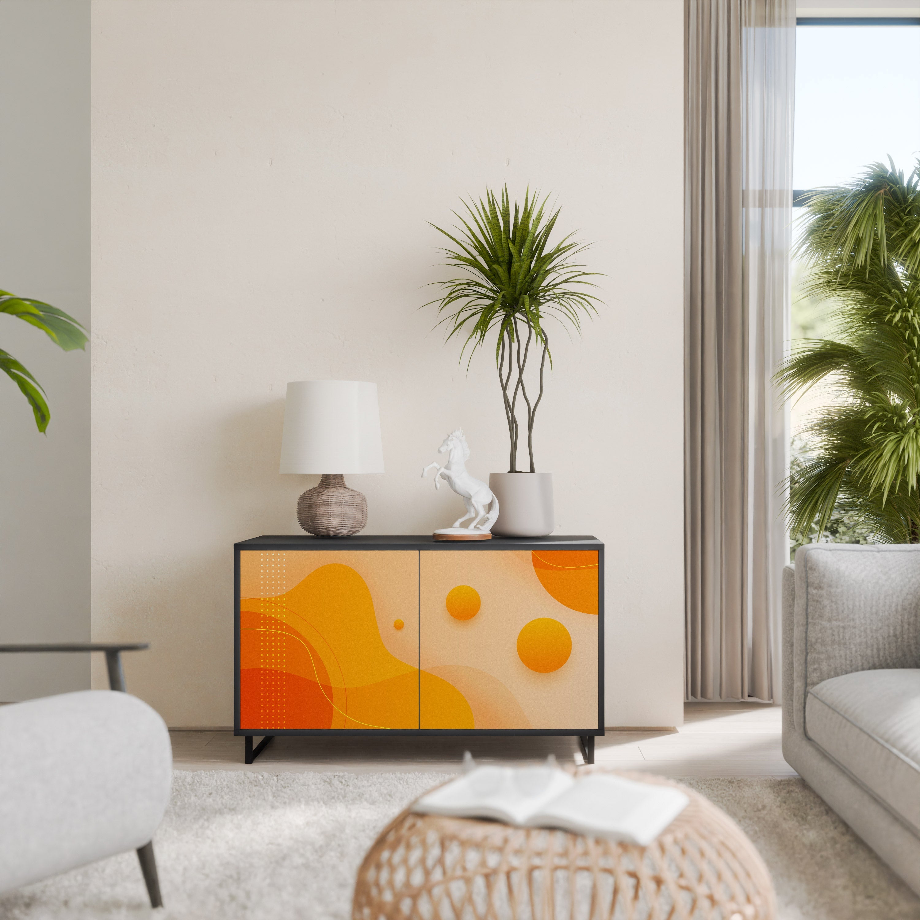 ORANGE ARRANGEMENT Aparador de 2 Portas em Acabamento Preto