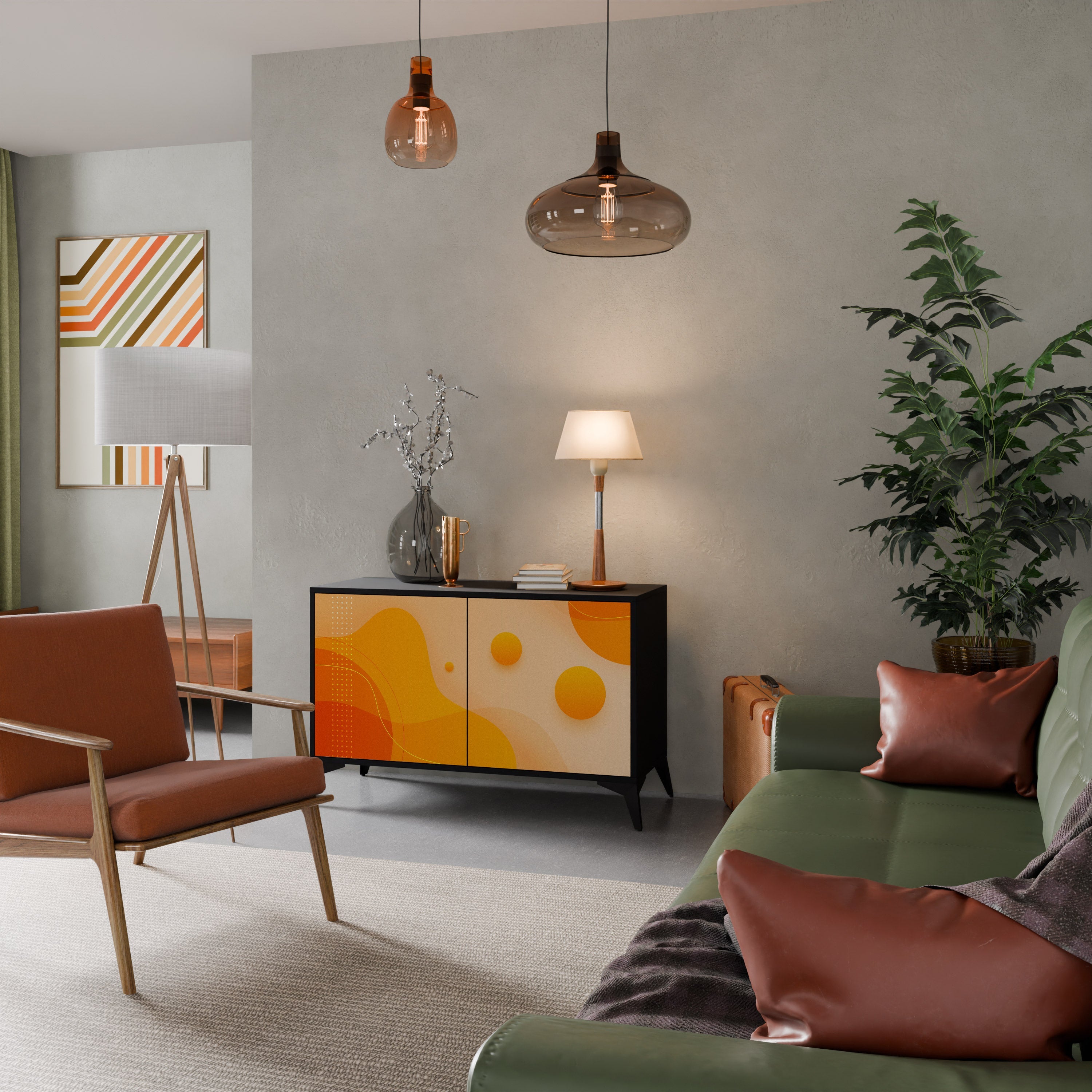 ORANGE ARRANGEMENT Aparador de 2 Portas em Acabamento Preto