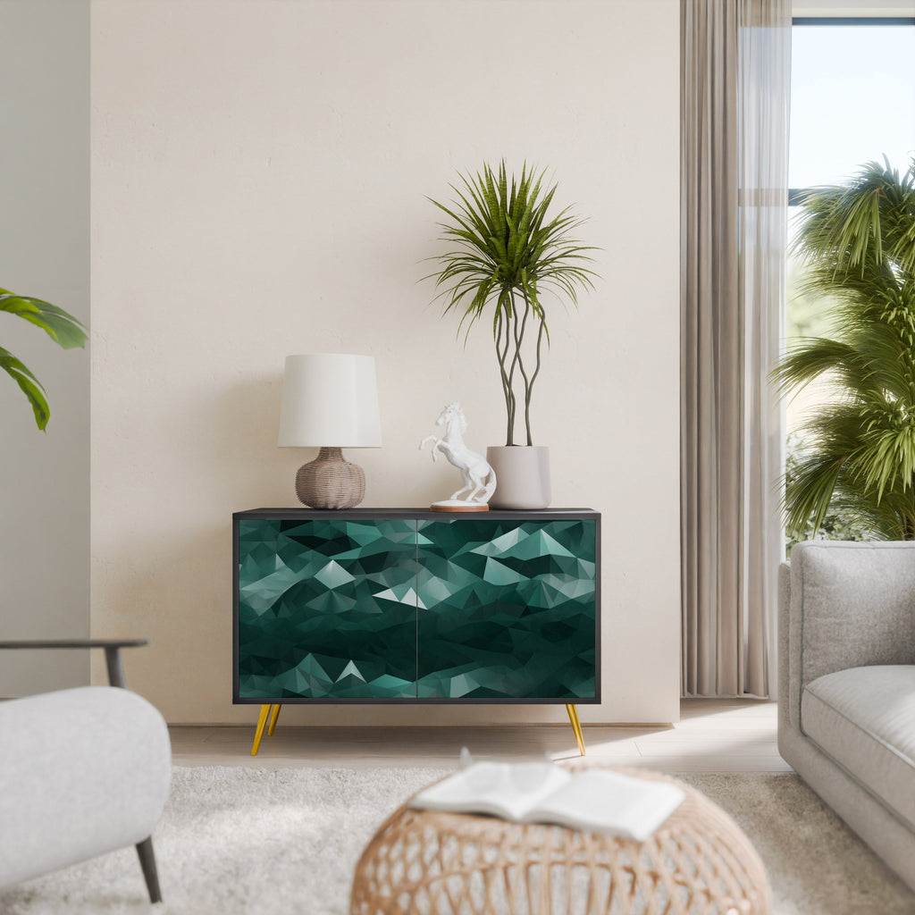 POLYGONAL FLOATING Aparador de 2 Portas em Acabamento Preto