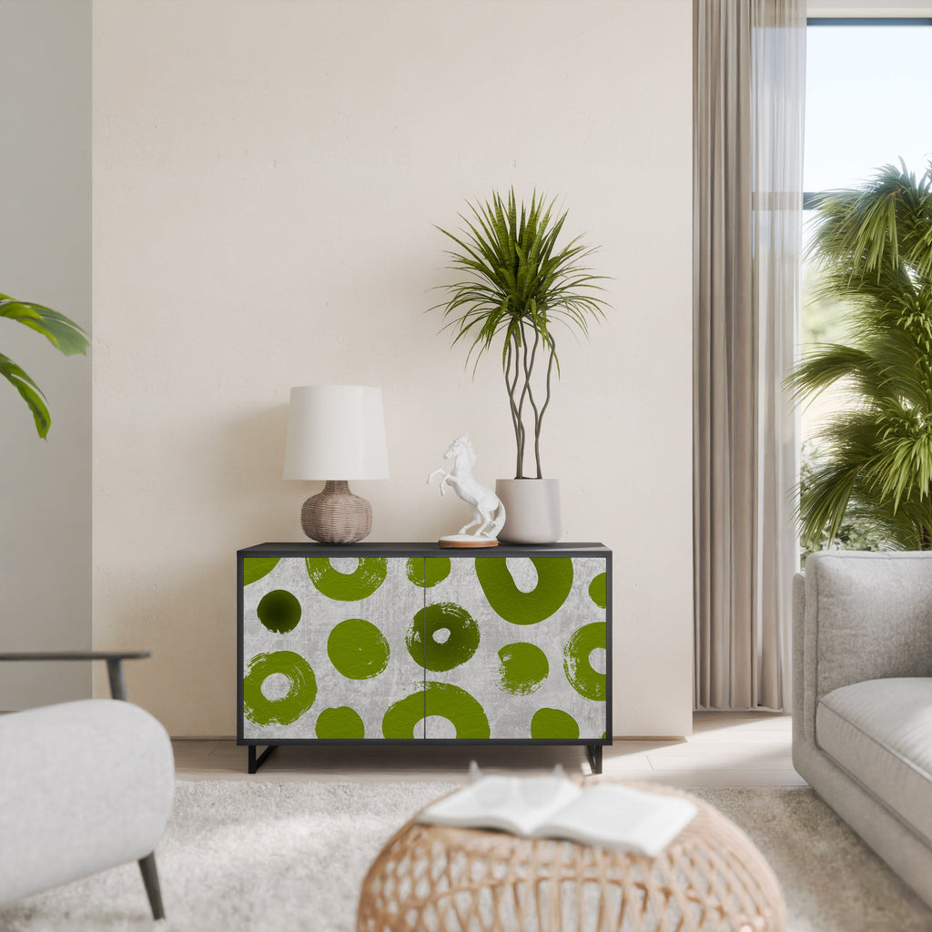 GREEN RHAPSODY Aparador de 2 Portas em Acabamento Preto