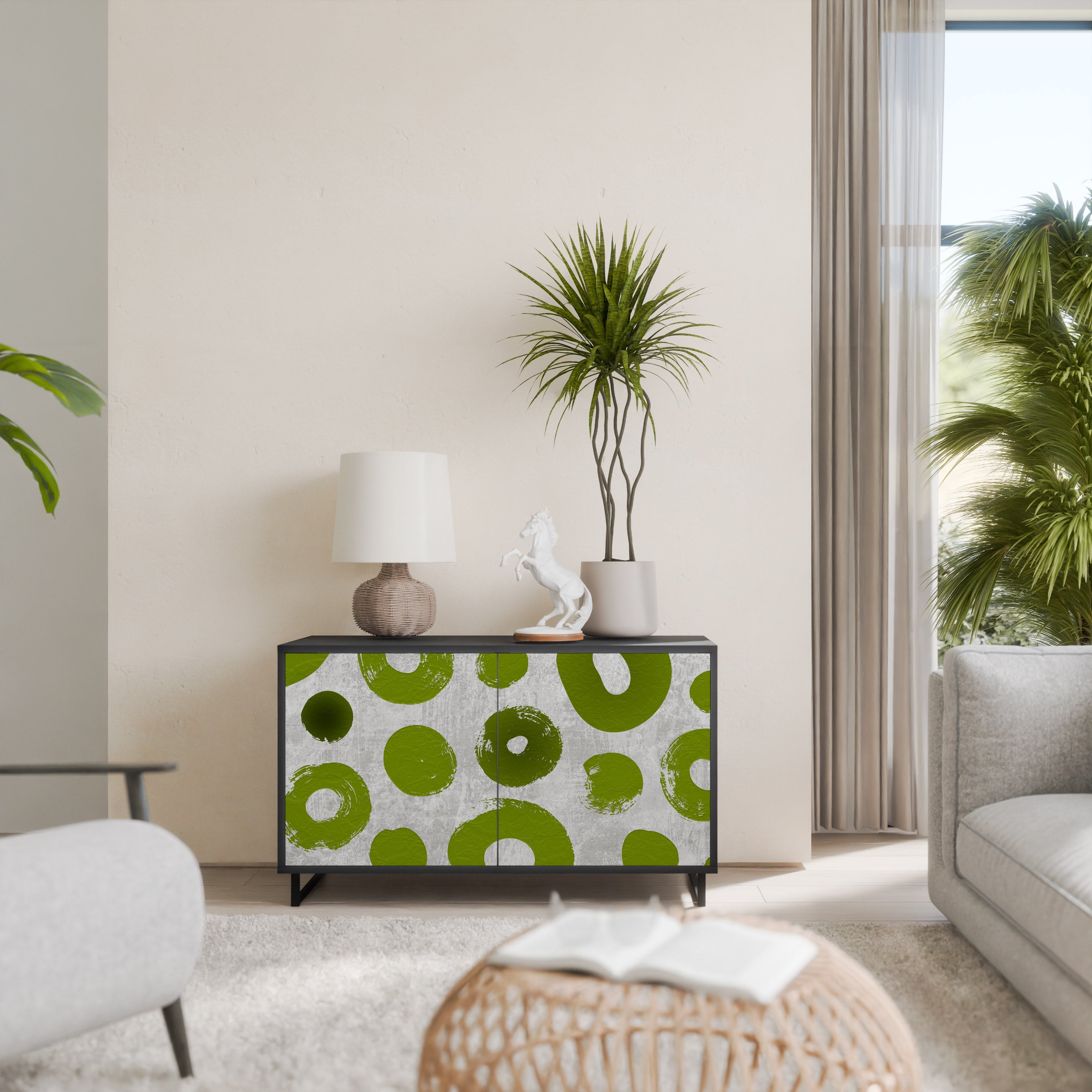 GREEN RHAPSODY Aparador de 2 Portas em Acabamento Preto