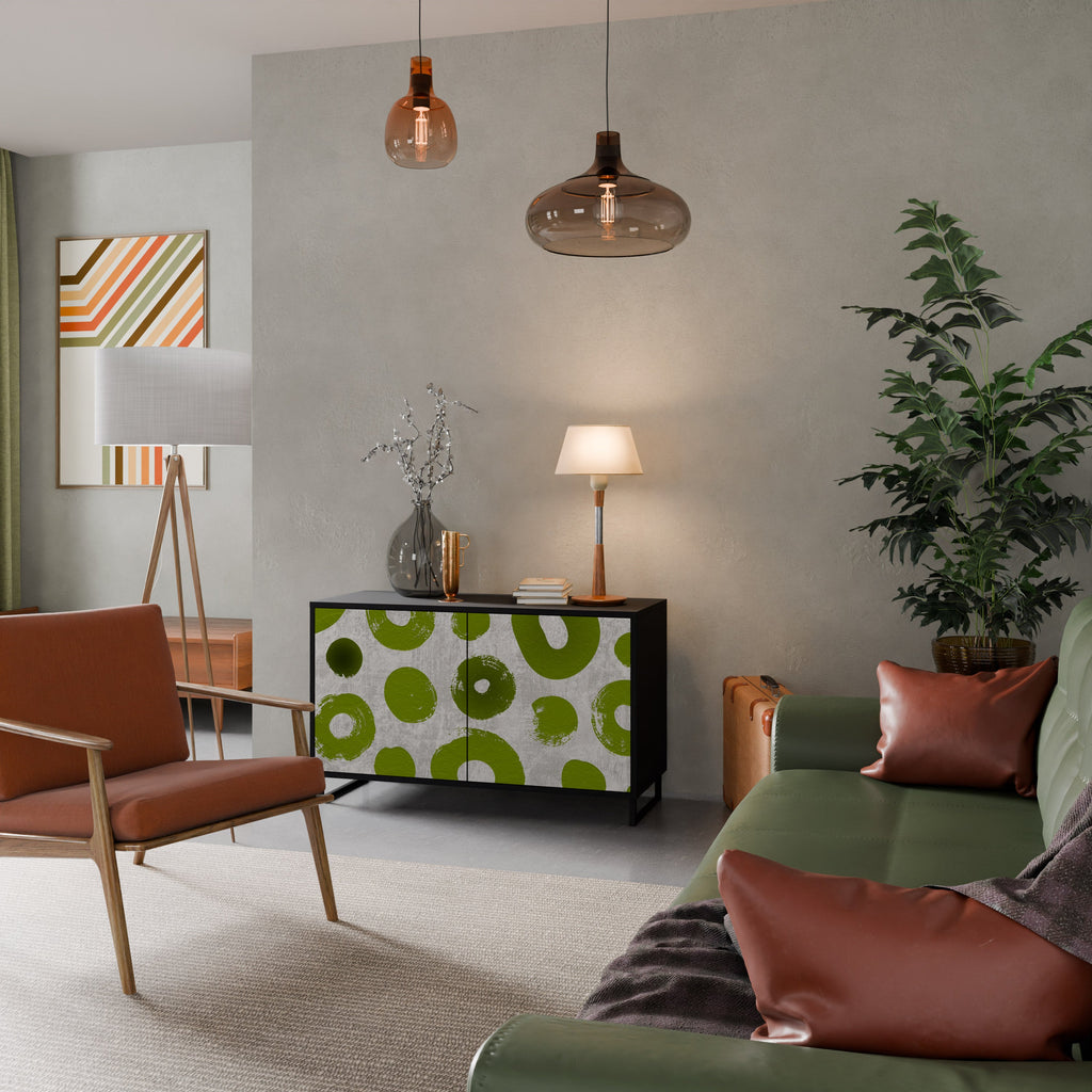 GREEN RHAPSODY Aparador de 2 Portas em Acabamento Preto