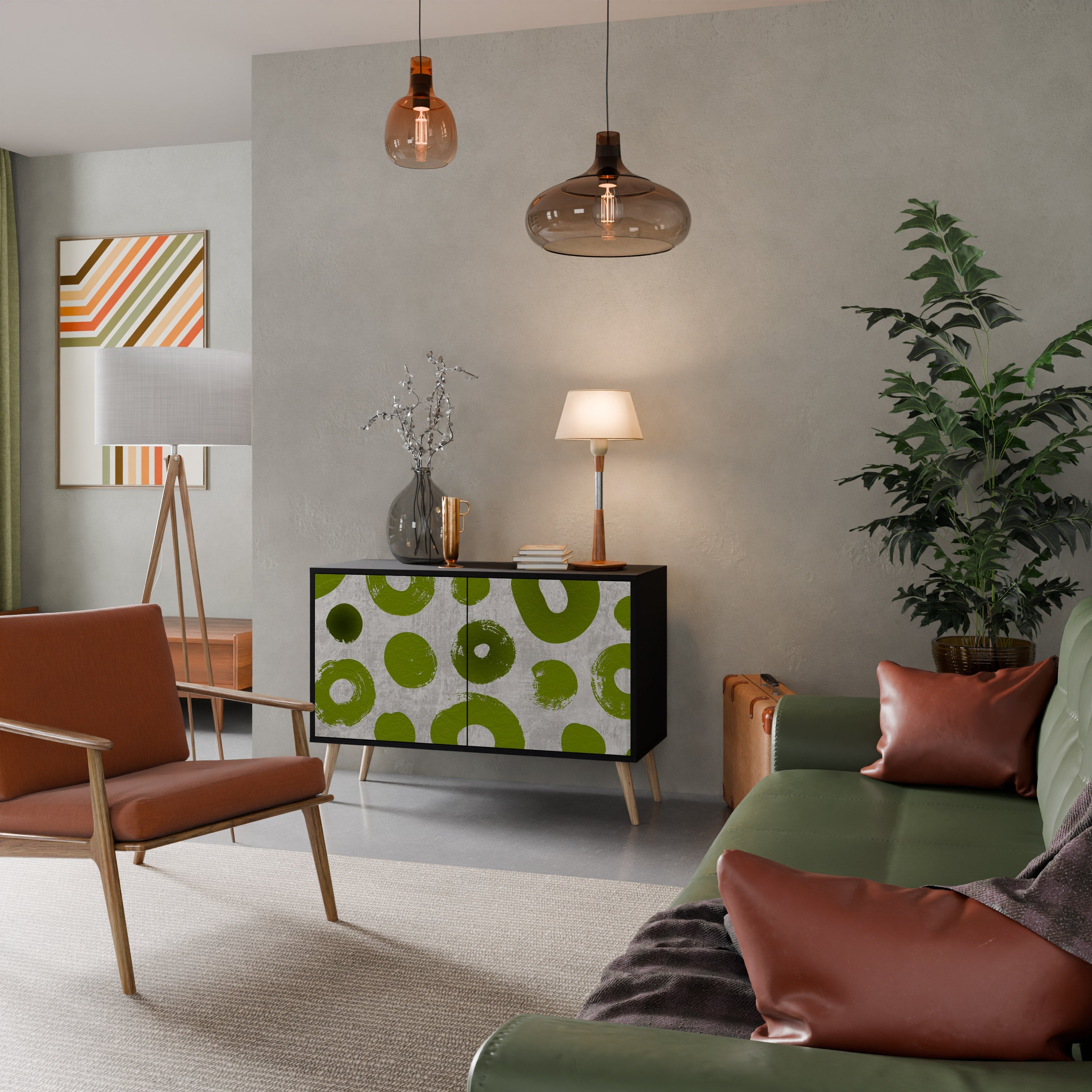 GREEN RHAPSODY Aparador de 2 Portas em Acabamento Preto