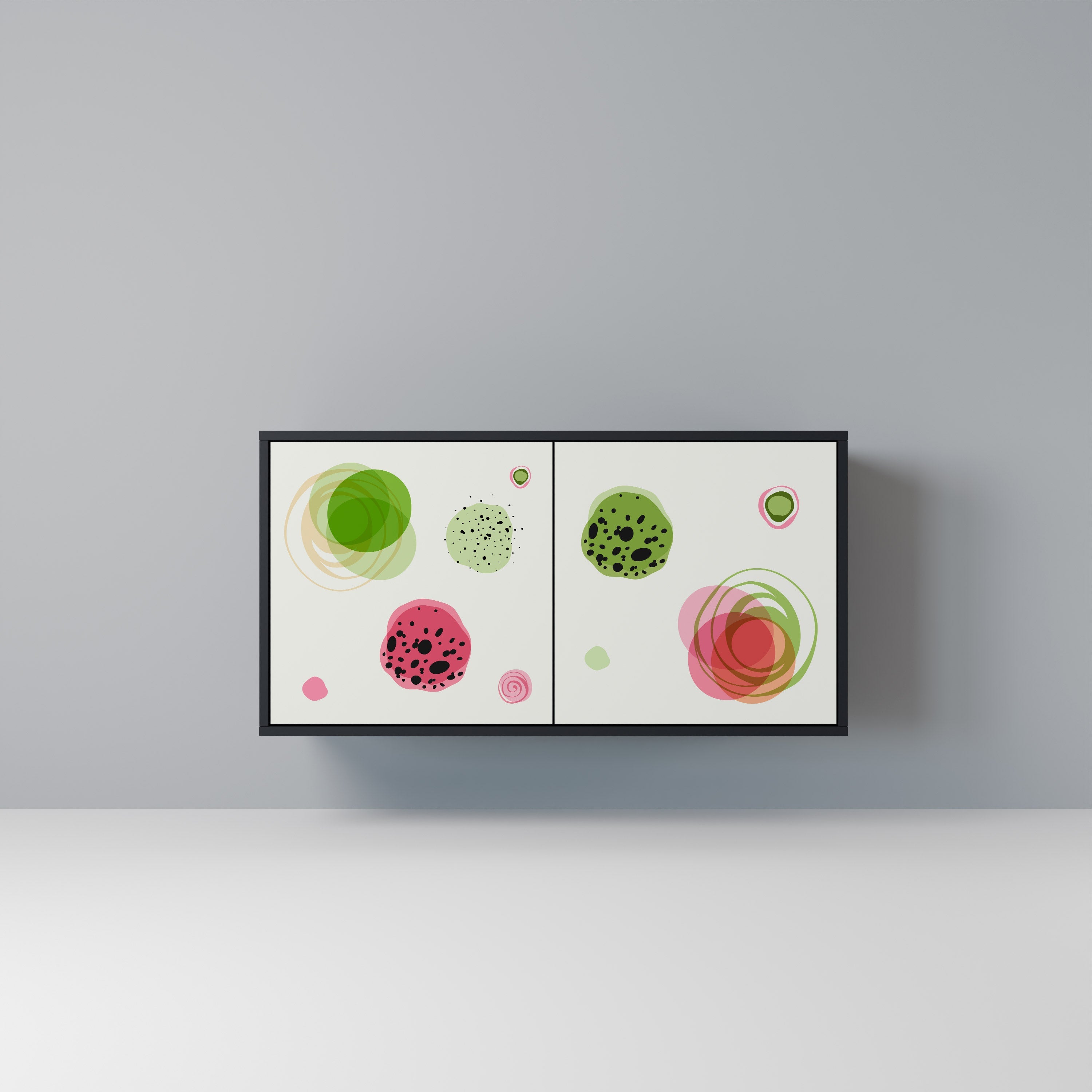 COLORFUL COSMOS Aparador de 2 Portas em Acabamento Preto