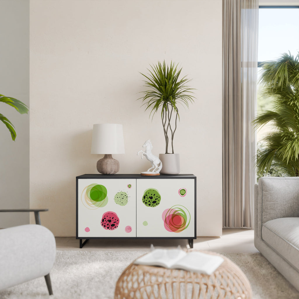 COLORFUL COSMOS Aparador de 2 Portas em Acabamento Preto