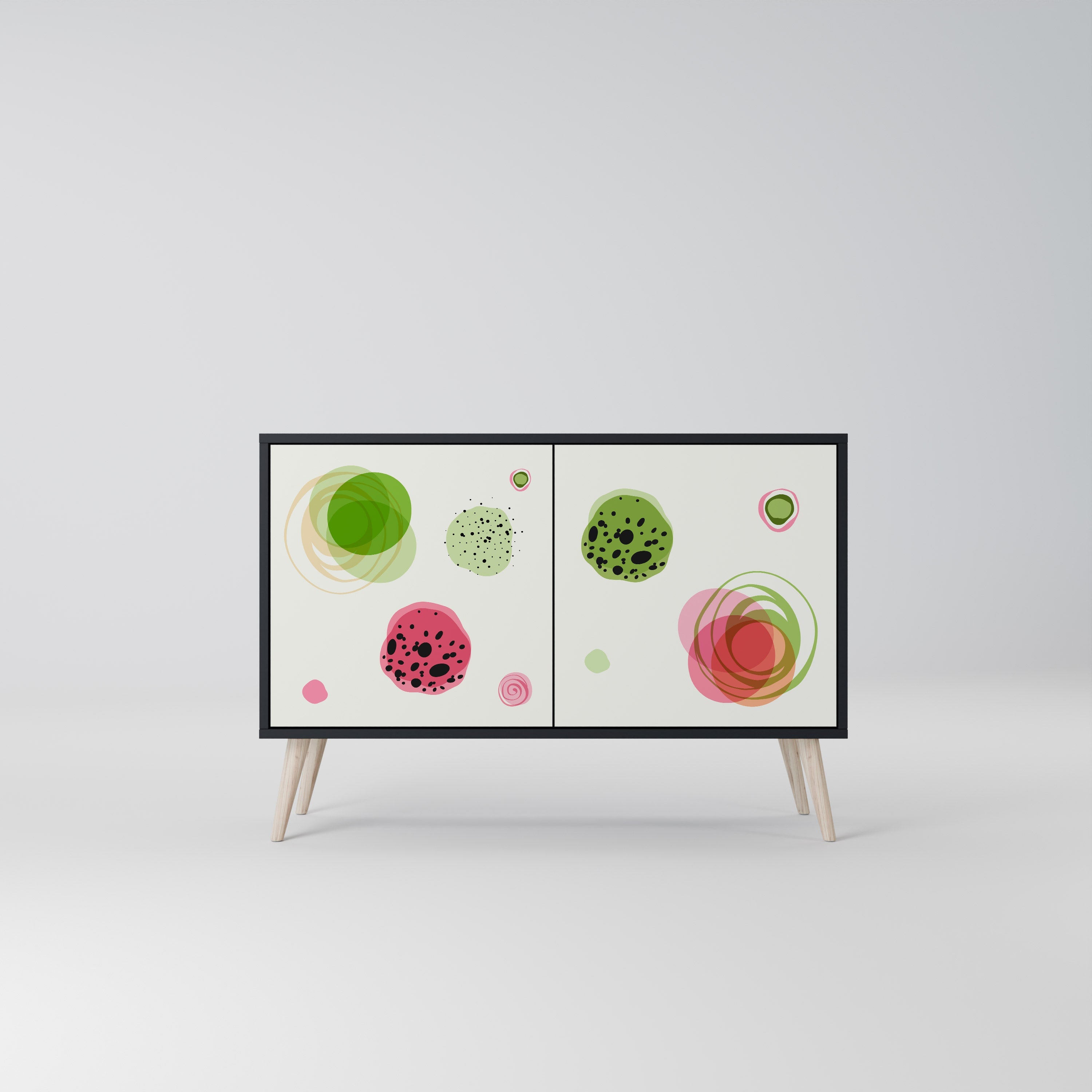 COLORFUL COSMOS Aparador de 2 Portas em Acabamento Preto