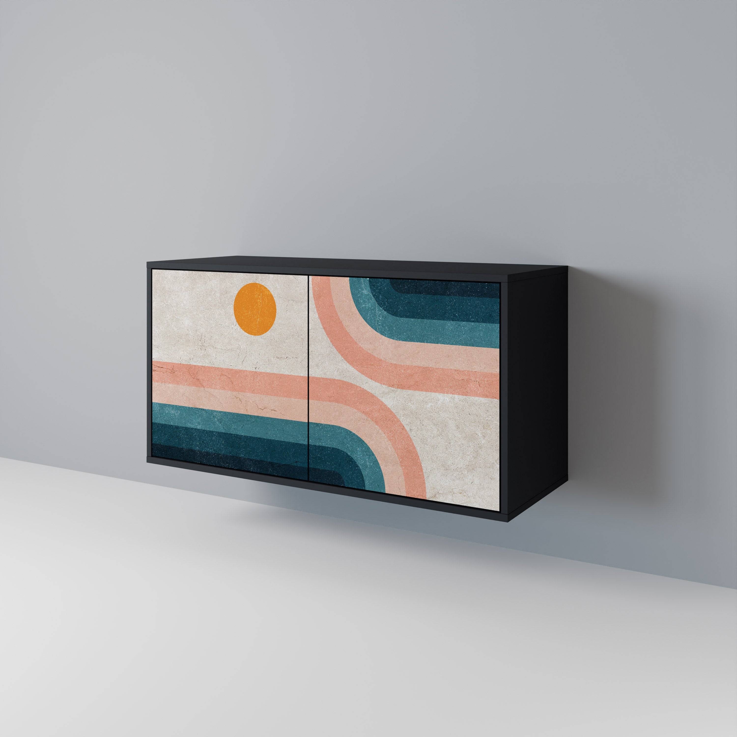 TWO HALVES Aparador de 2 Portas em Acabamento Preto