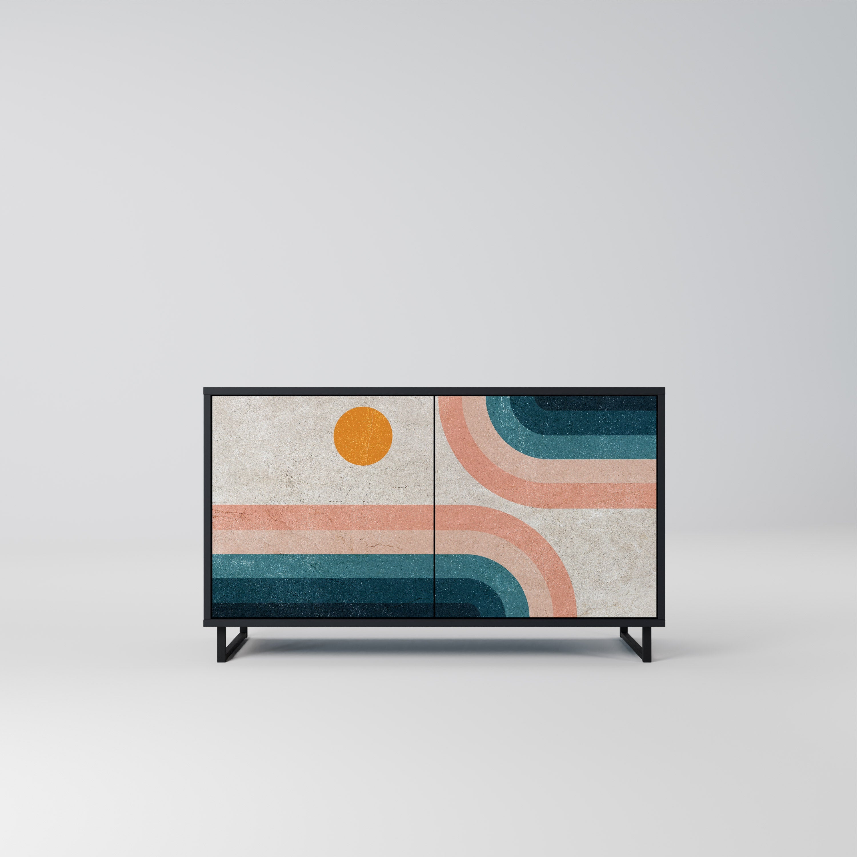 TWO HALVES Aparador de 2 Portas em Acabamento Preto