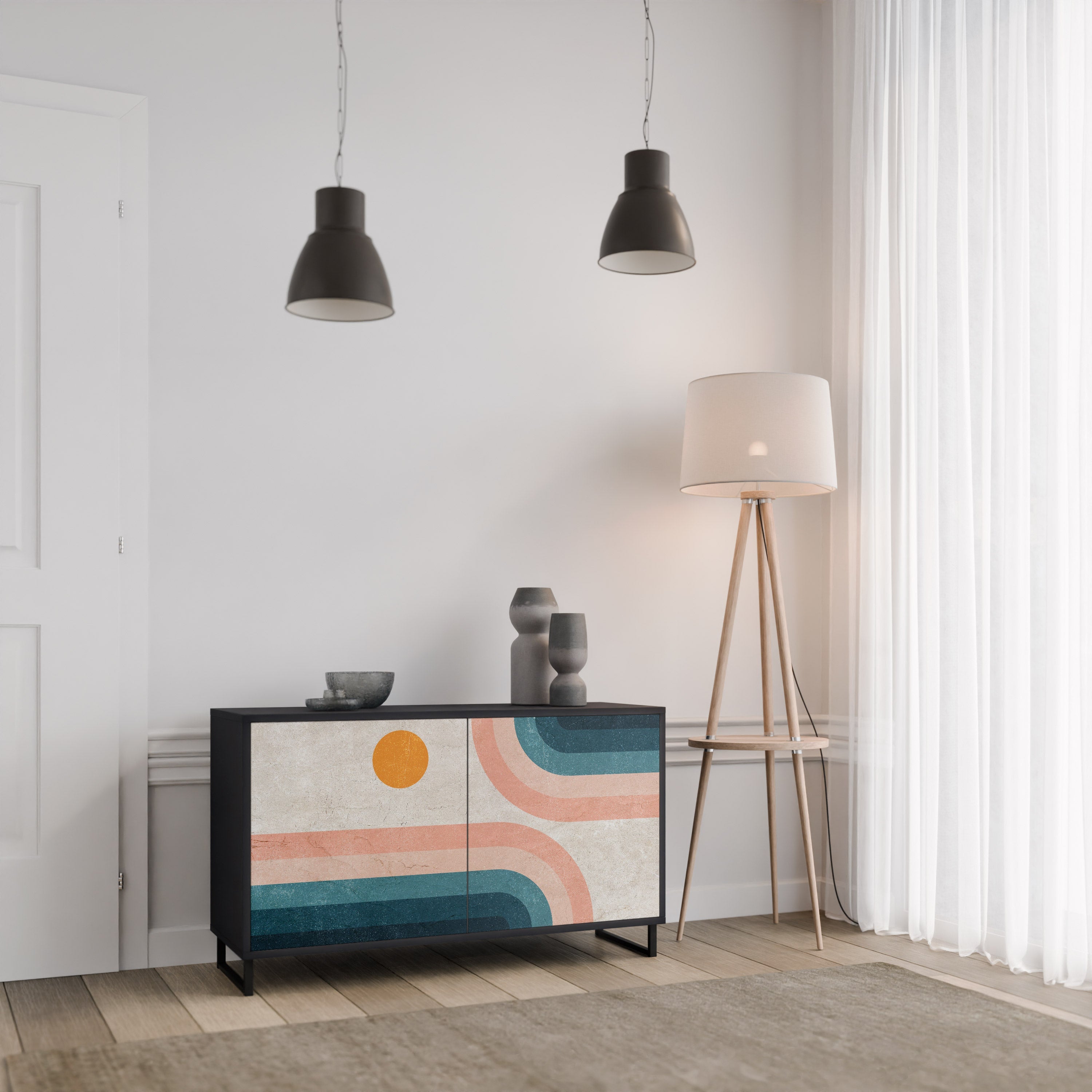 TWO HALVES Aparador de 2 Portas em Acabamento Preto