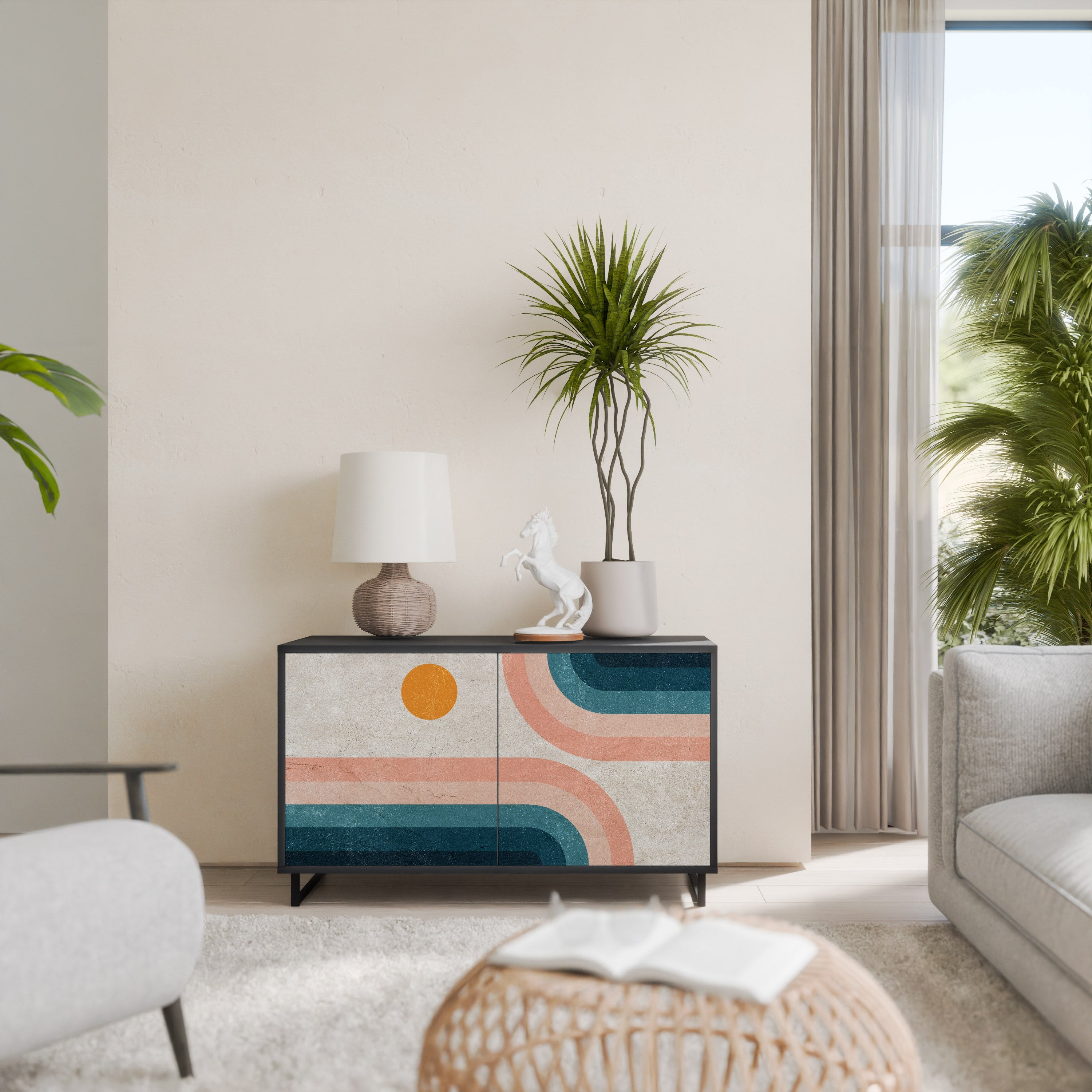 TWO HALVES Aparador de 2 Portas em Acabamento Preto