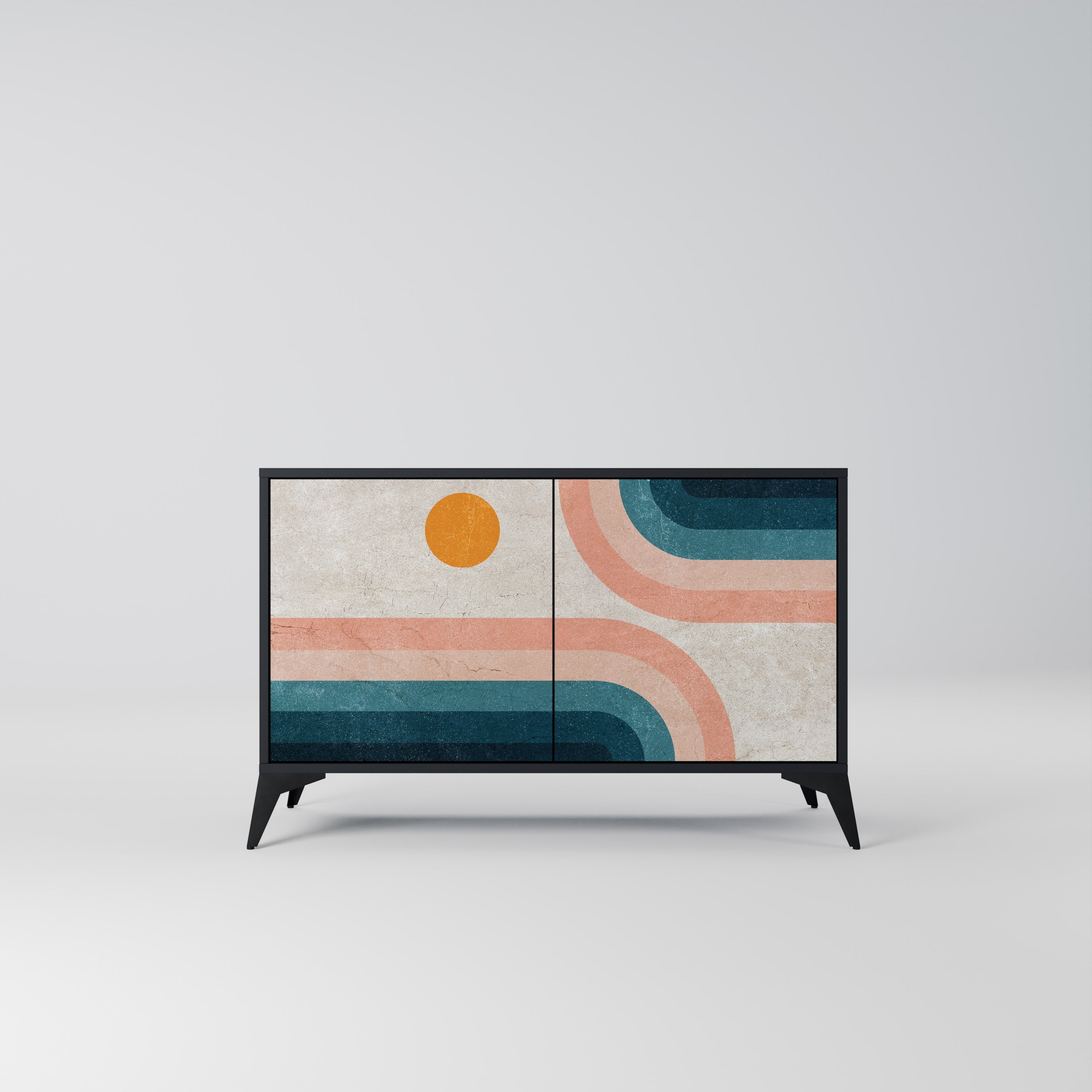 TWO HALVES Aparador de 2 Portas em Acabamento Preto