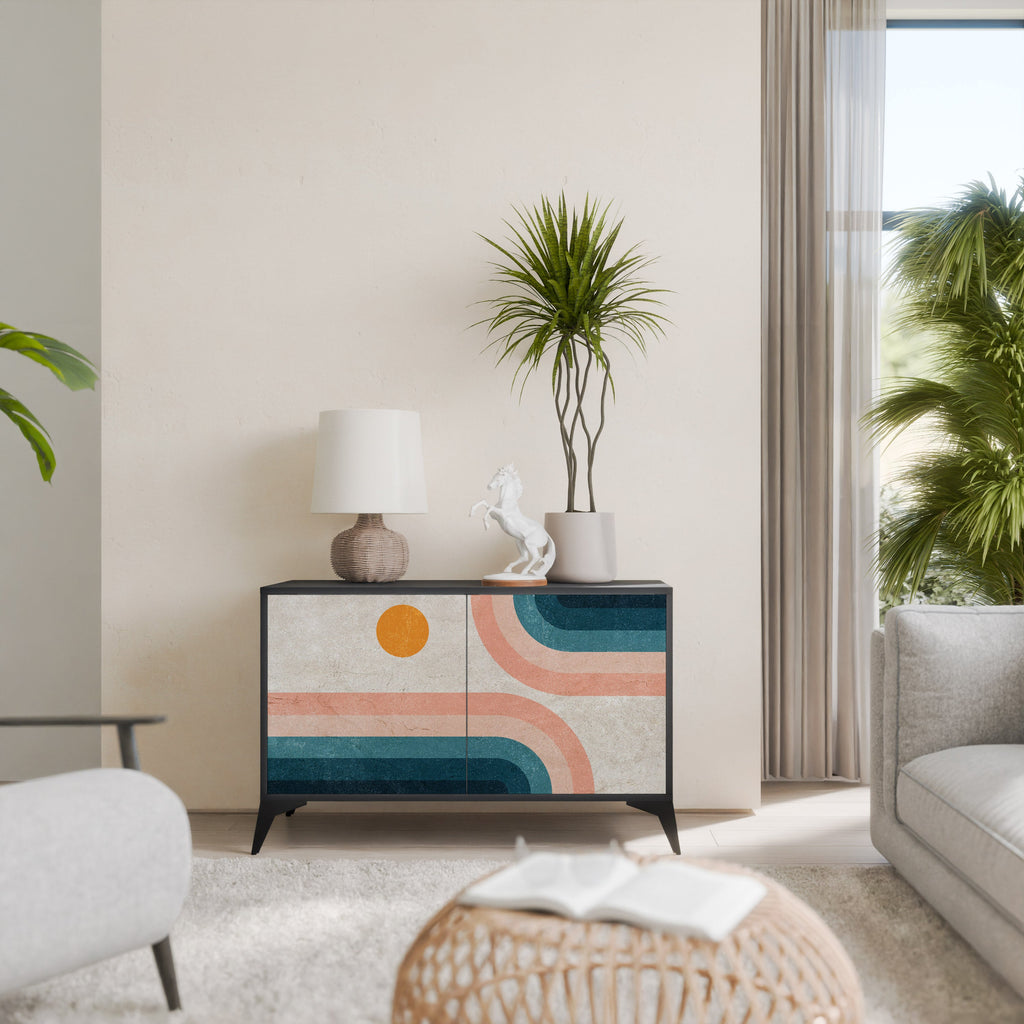 TWO HALVES Aparador de 2 Portas em Acabamento Preto