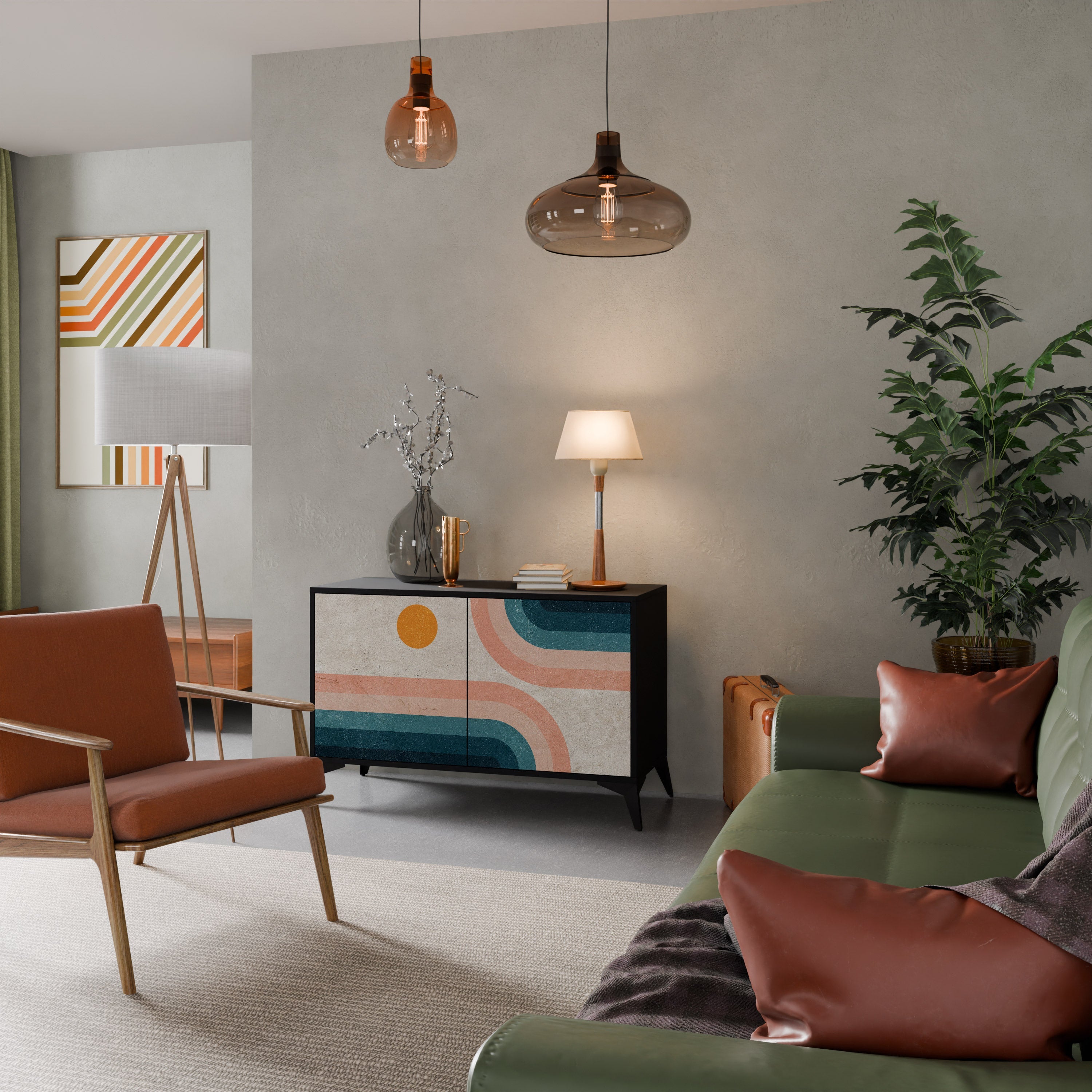 TWO HALVES Aparador de 2 Portas em Acabamento Preto