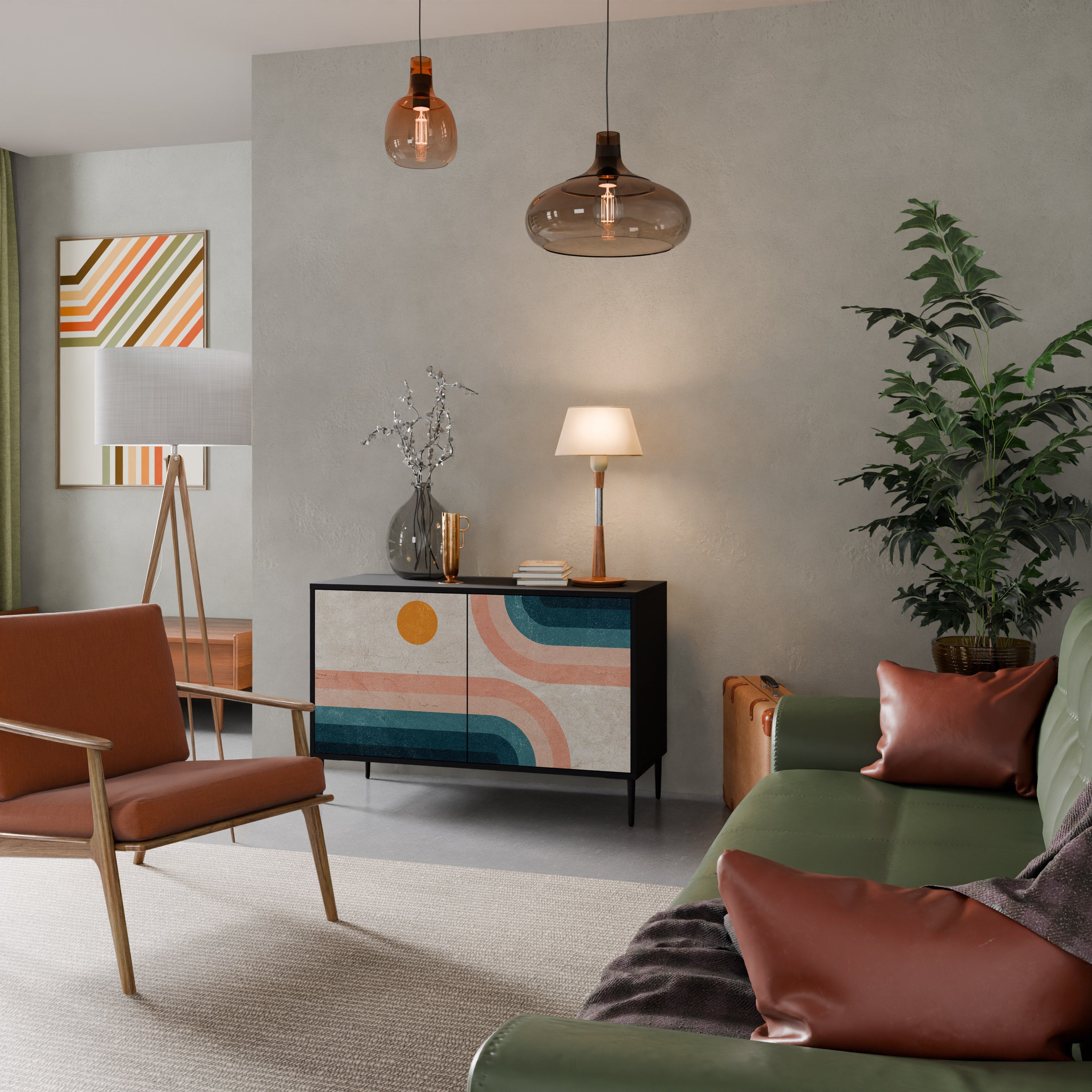 TWO HALVES Aparador de 2 Portas em Acabamento Preto