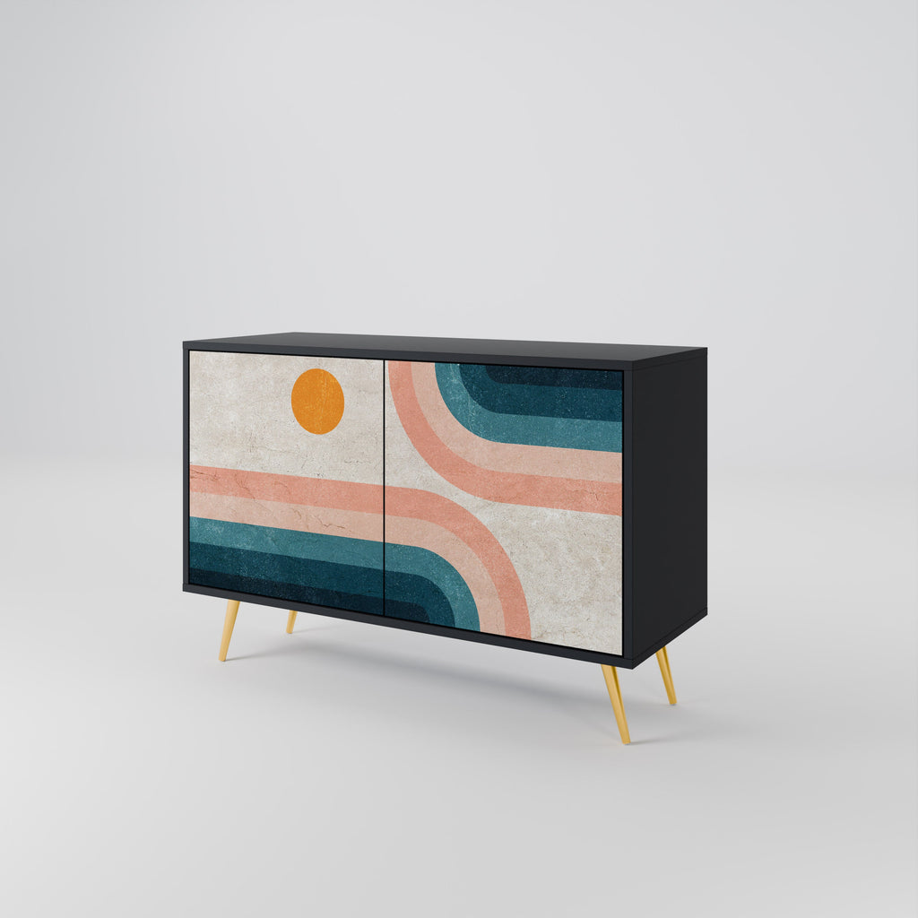 TWO HALVES Aparador de 2 Portas em Acabamento Preto