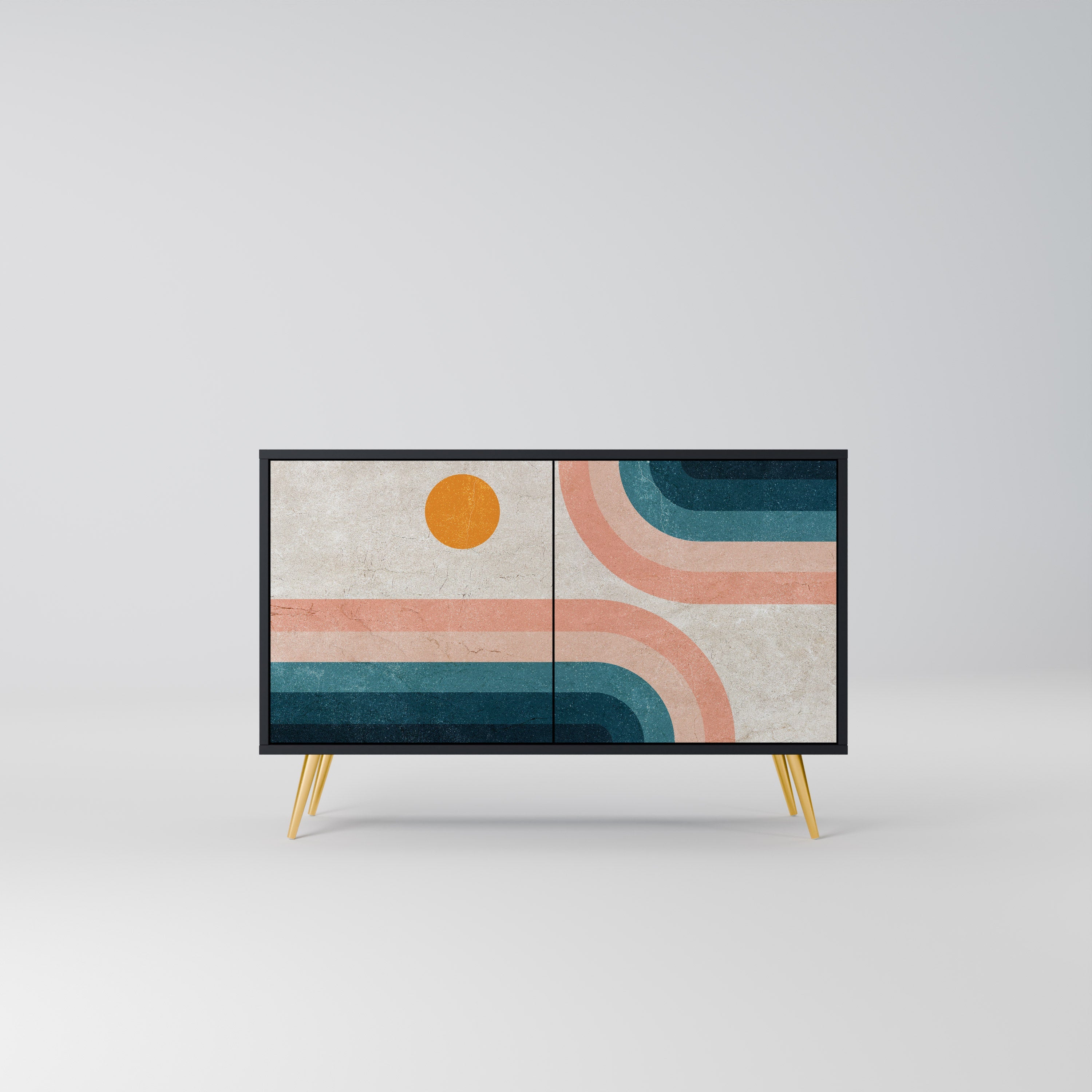 TWO HALVES Aparador de 2 Portas em Acabamento Preto