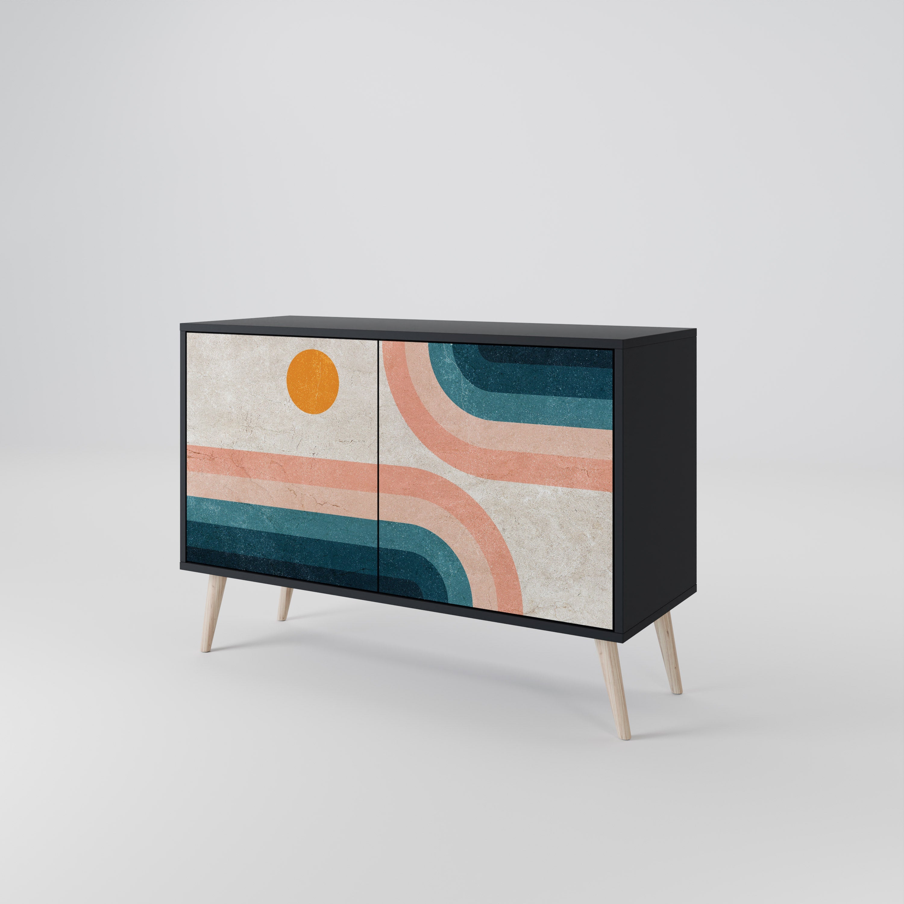 TWO HALVES Aparador de 2 Portas em Acabamento Preto