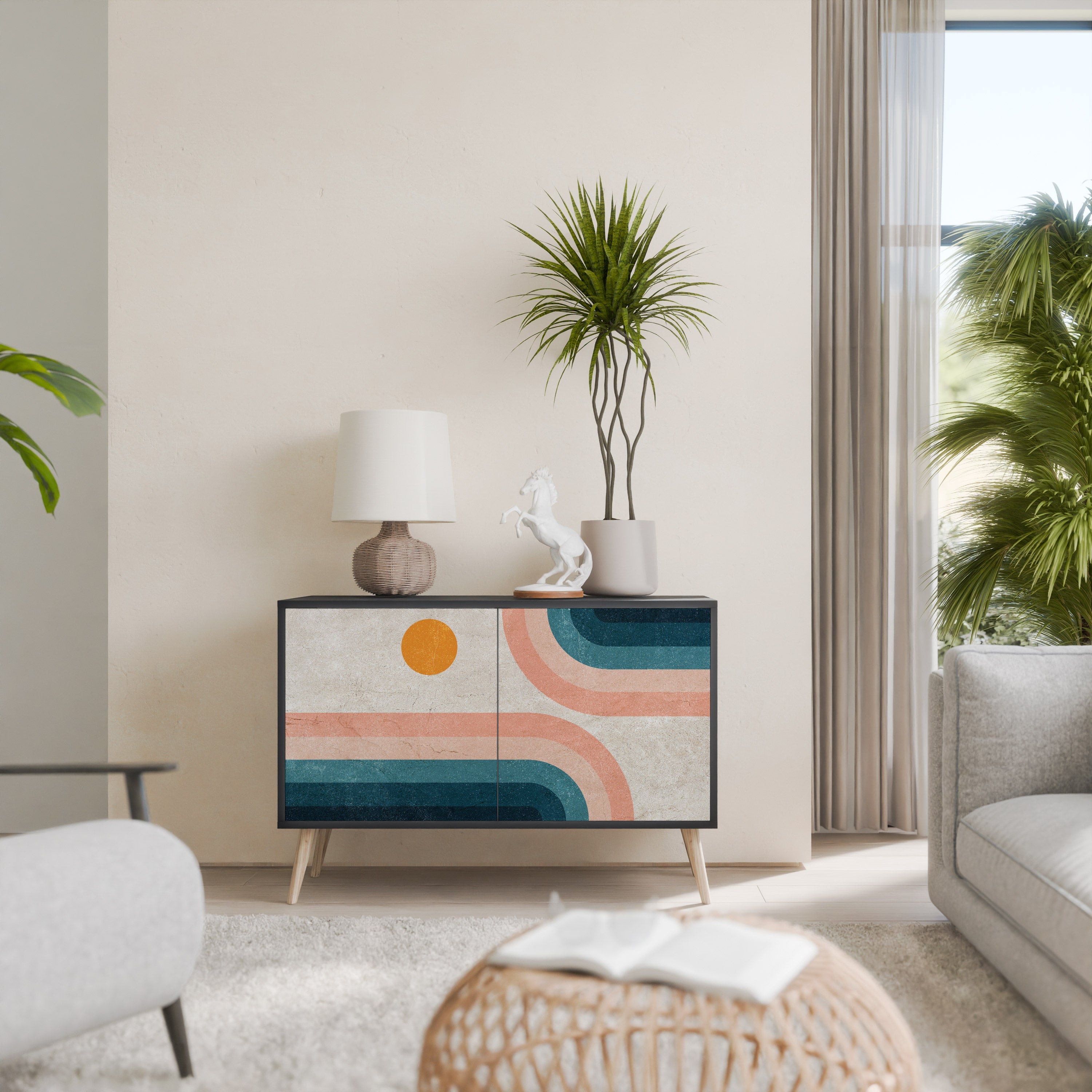 TWO HALVES Aparador de 2 Portas em Acabamento Preto