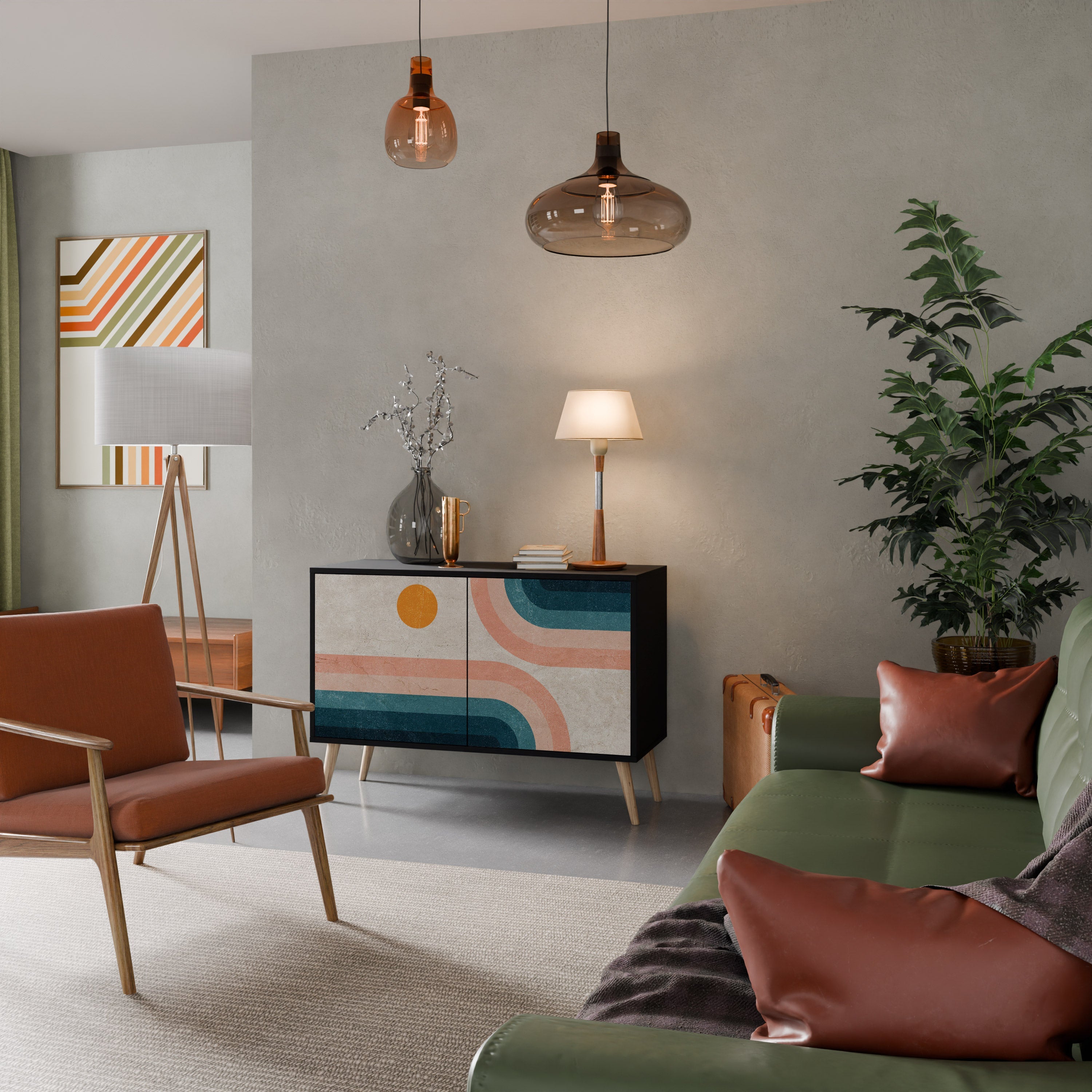 TWO HALVES Aparador de 2 Portas em Acabamento Preto