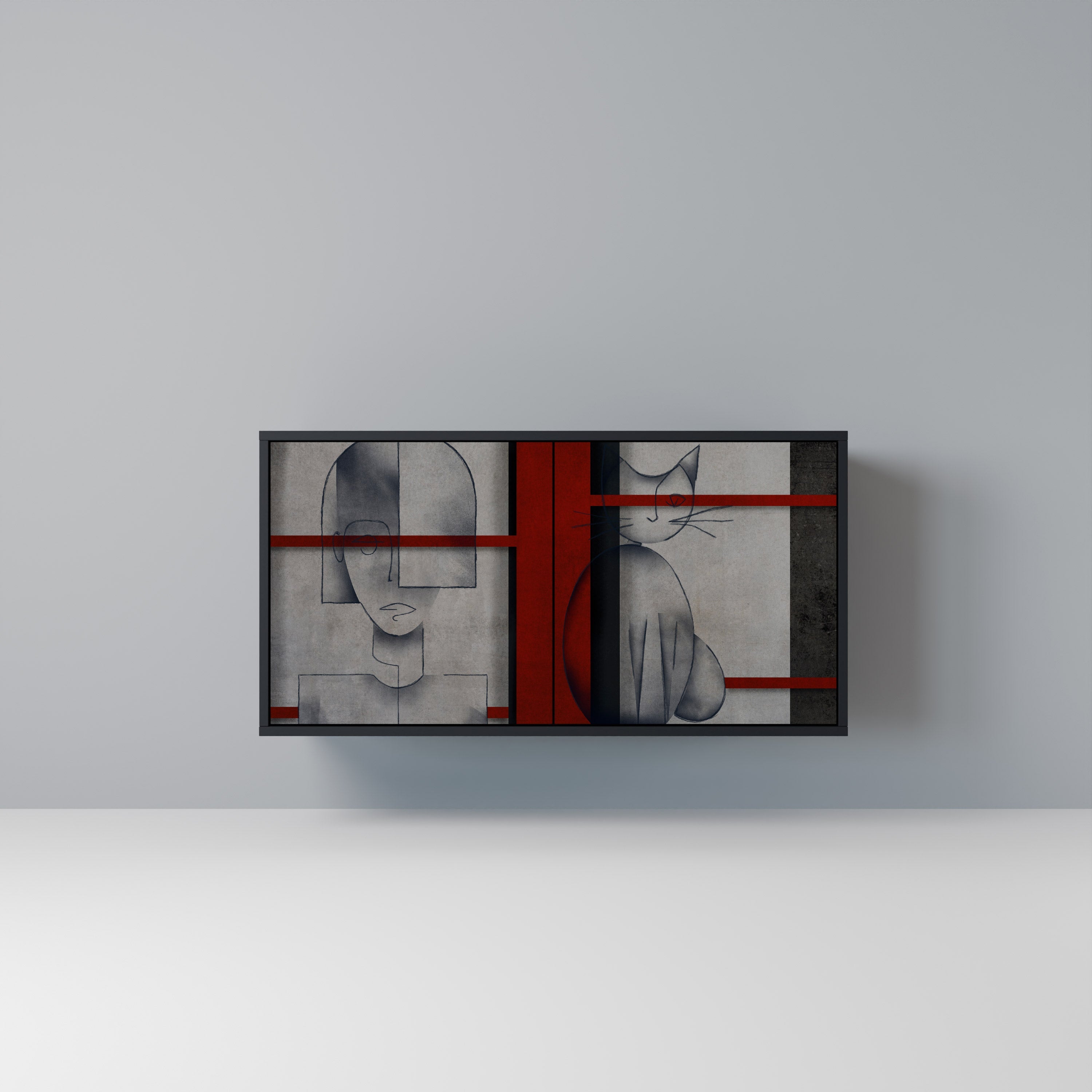 GRAY FIGURES Aparador de 2 Portas em Acabamento Preto