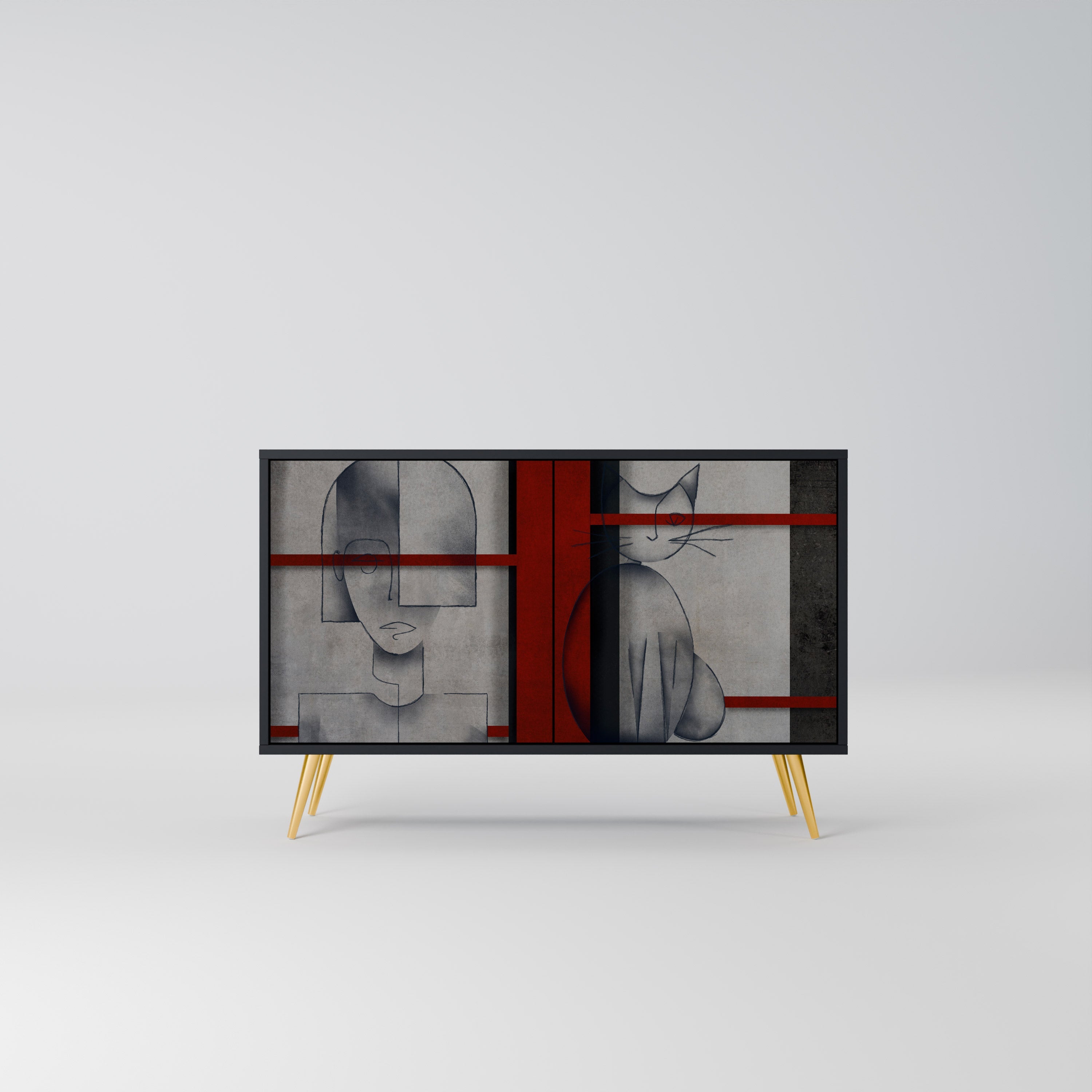 GRAY FIGURES Aparador de 2 Portas em Acabamento Preto