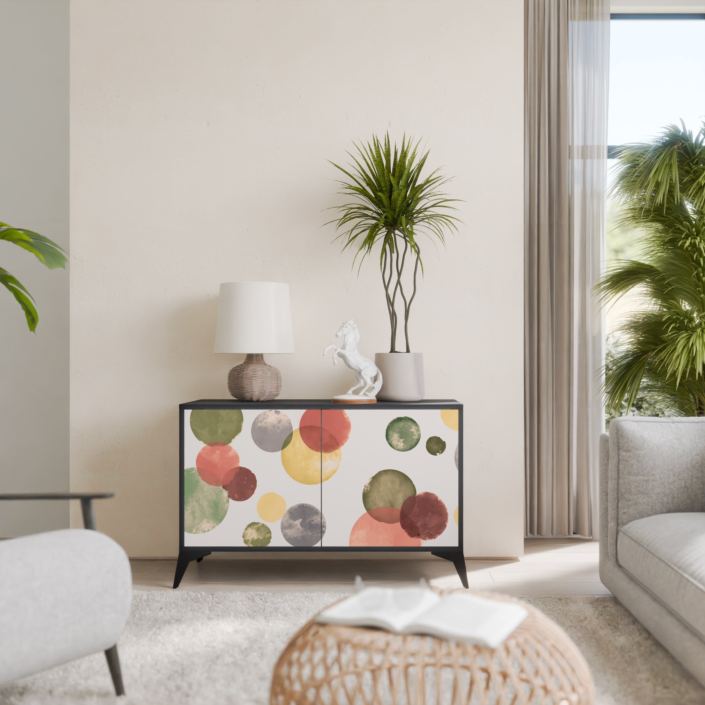 FLEETING HAPPINESS Aparador de 2 Portas em Acabamento Preto