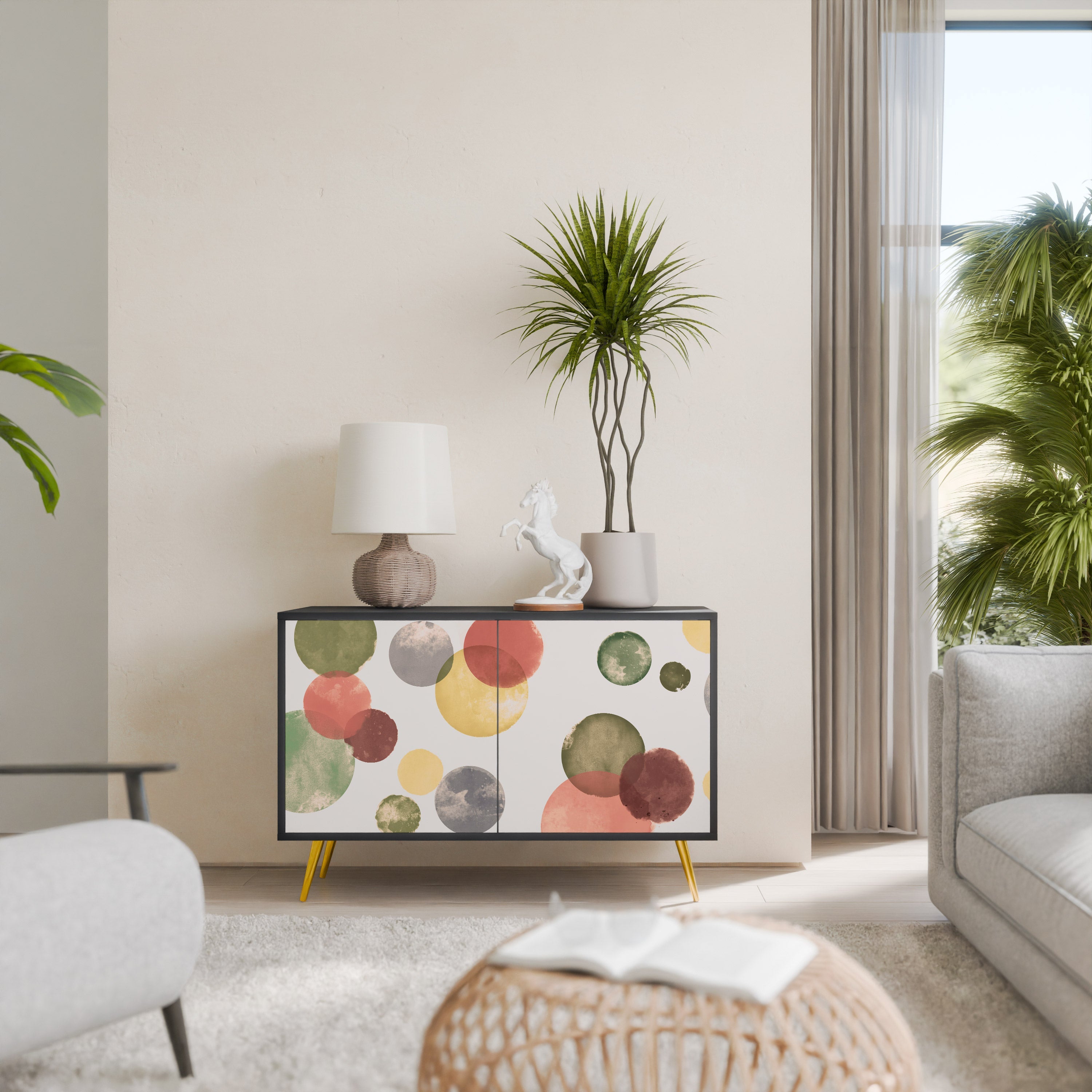 FLEETING HAPPINESS Aparador de 2 Portas em Acabamento Preto