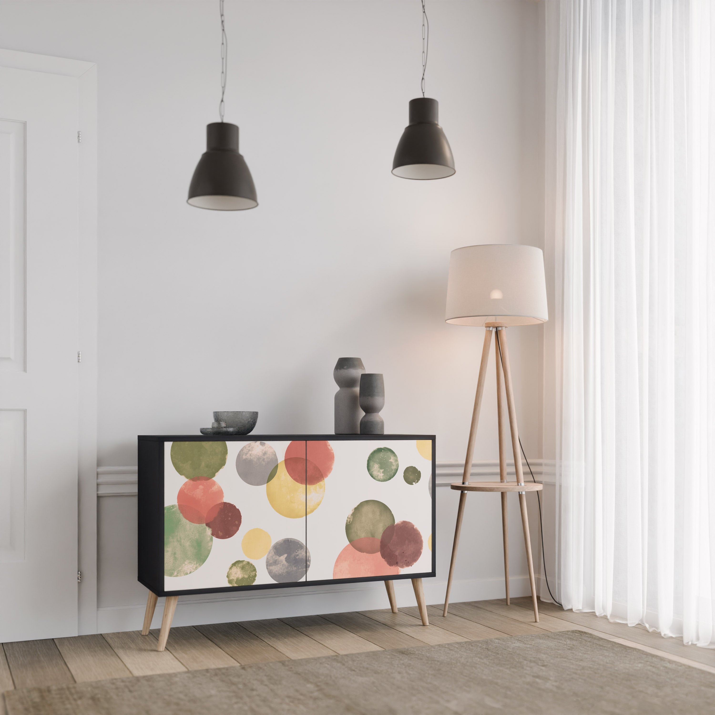 FLEETING HAPPINESS Aparador de 2 Portas em Acabamento Preto