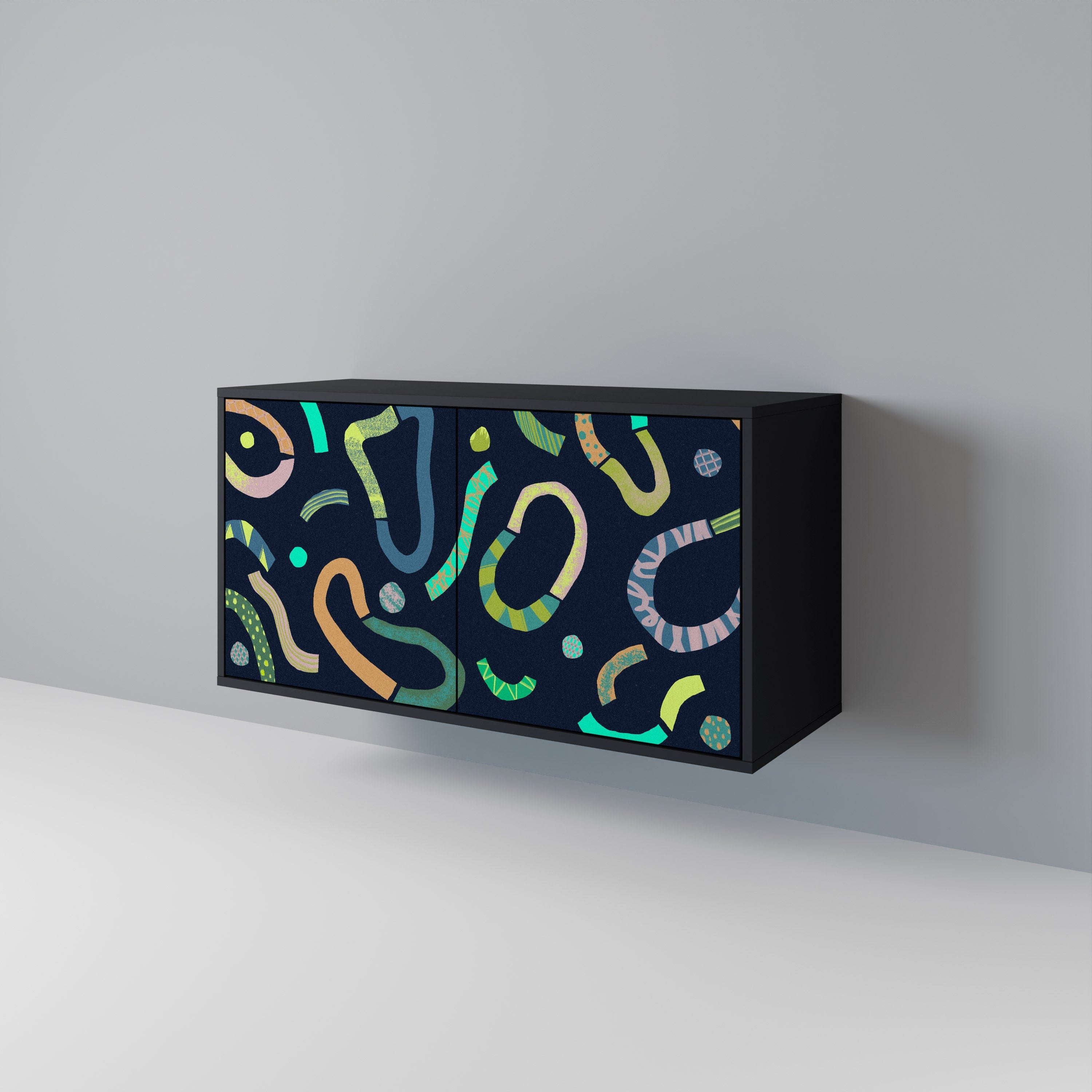 CONTRAST DANCE Aparador de 2 Portas em Acabamento Preto