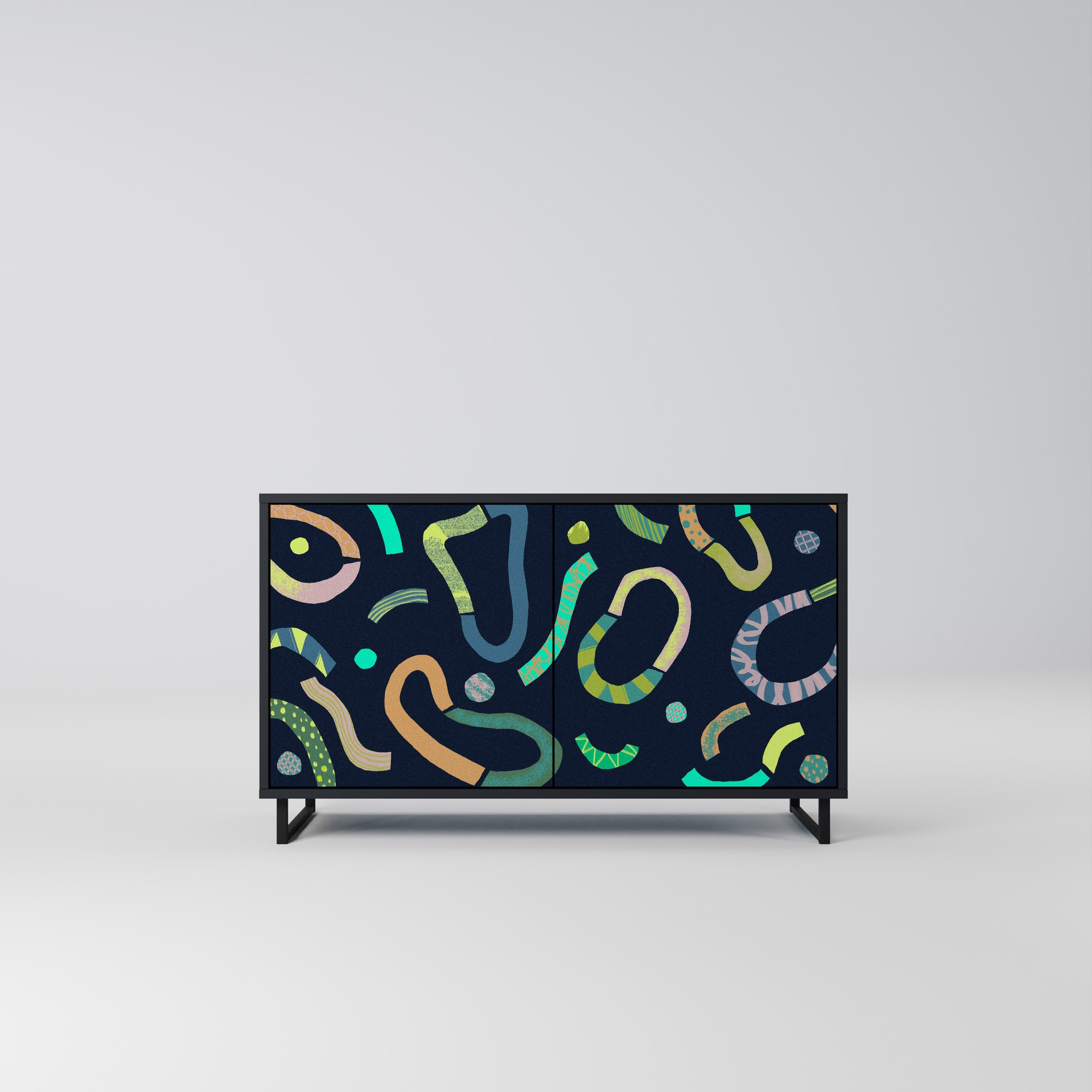 CONTRAST DANCE Aparador de 2 Portas em Acabamento Preto