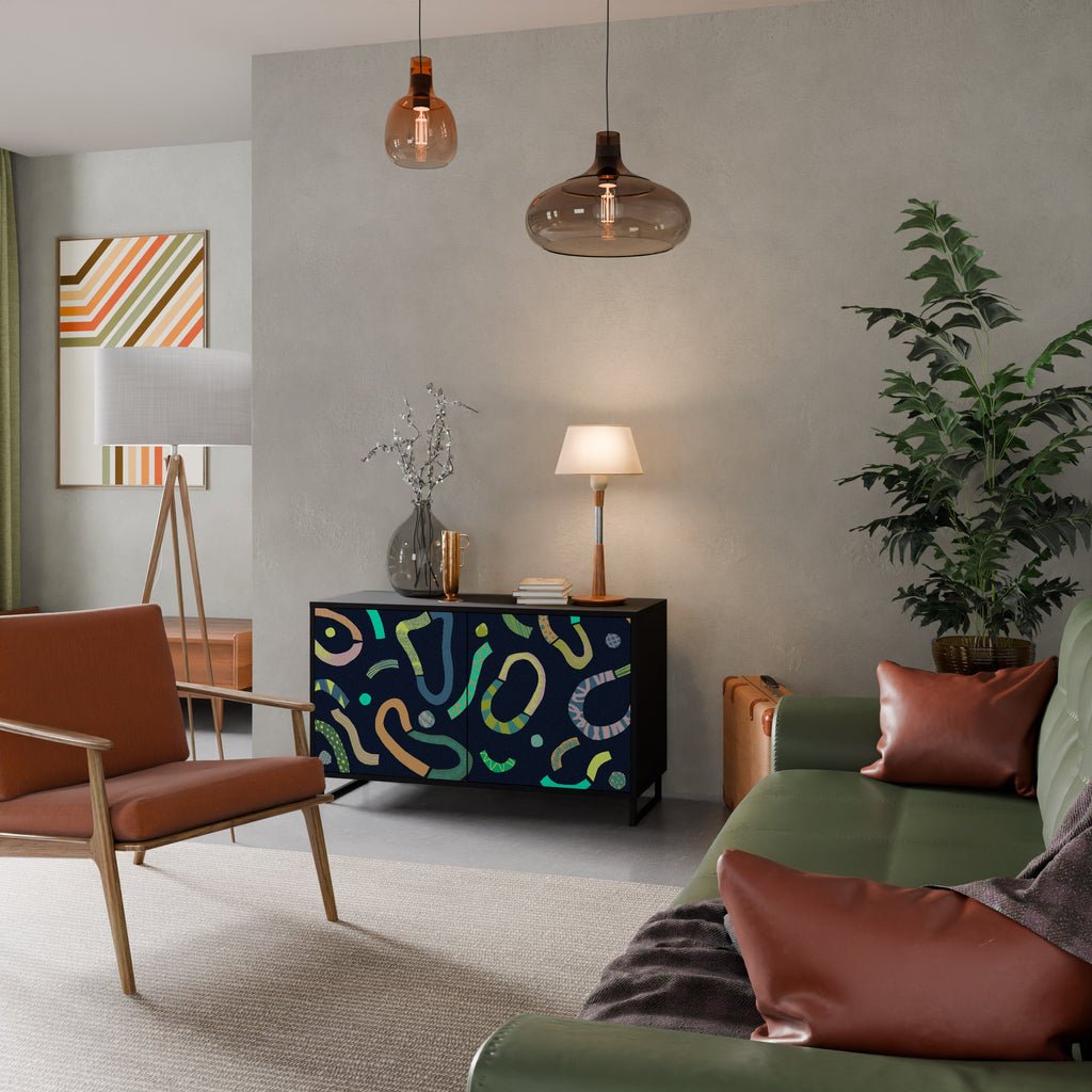 CONTRAST DANCE Aparador de 2 Portas em Acabamento Preto