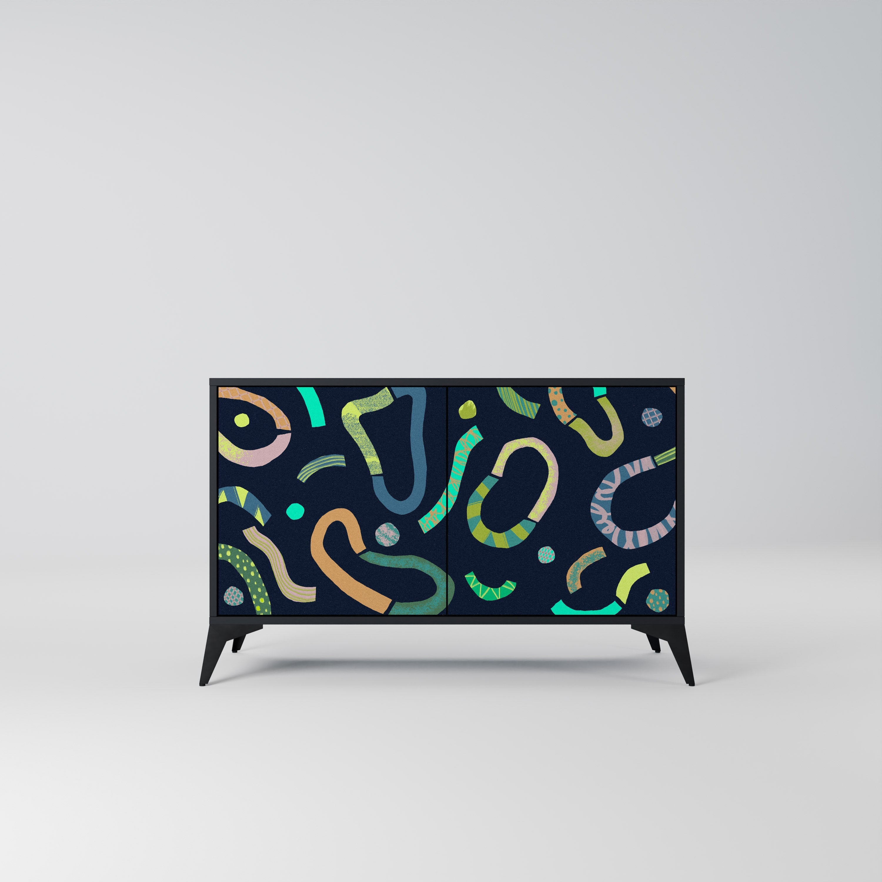 CONTRAST DANCE Aparador de 2 Portas em Acabamento Preto