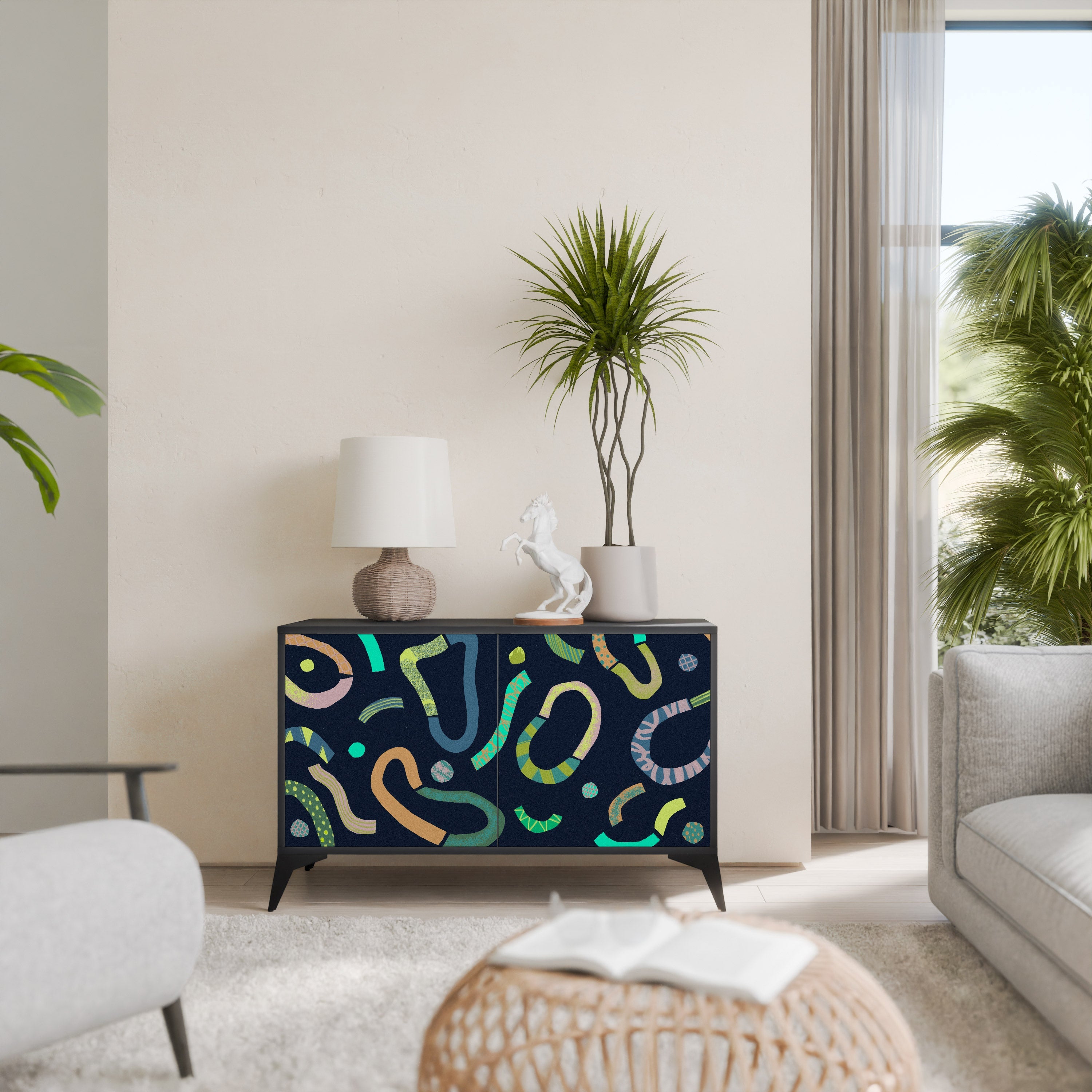 CONTRAST DANCE Aparador de 2 Portas em Acabamento Preto