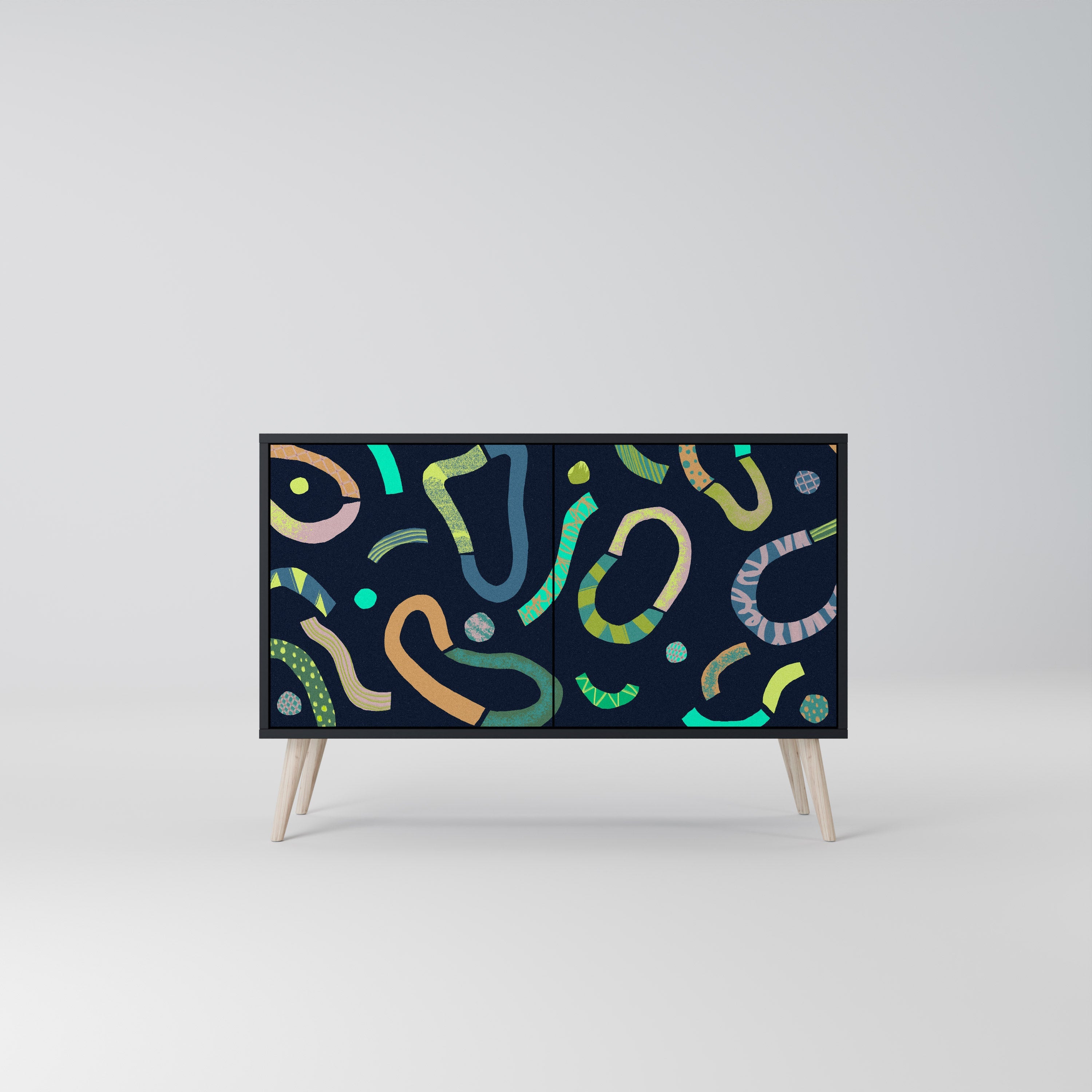 CONTRAST DANCE Aparador de 2 Portas em Acabamento Preto