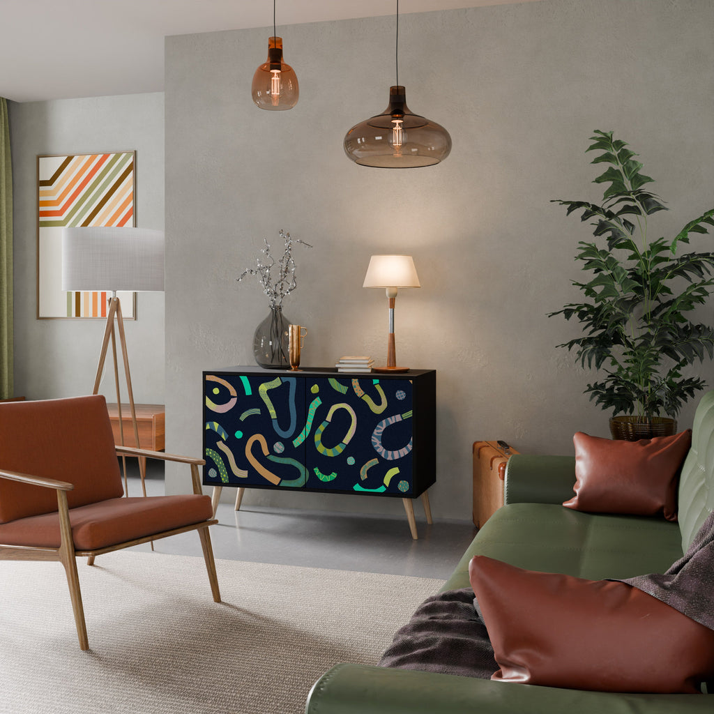 CONTRAST DANCE Aparador de 2 Portas em Acabamento Preto