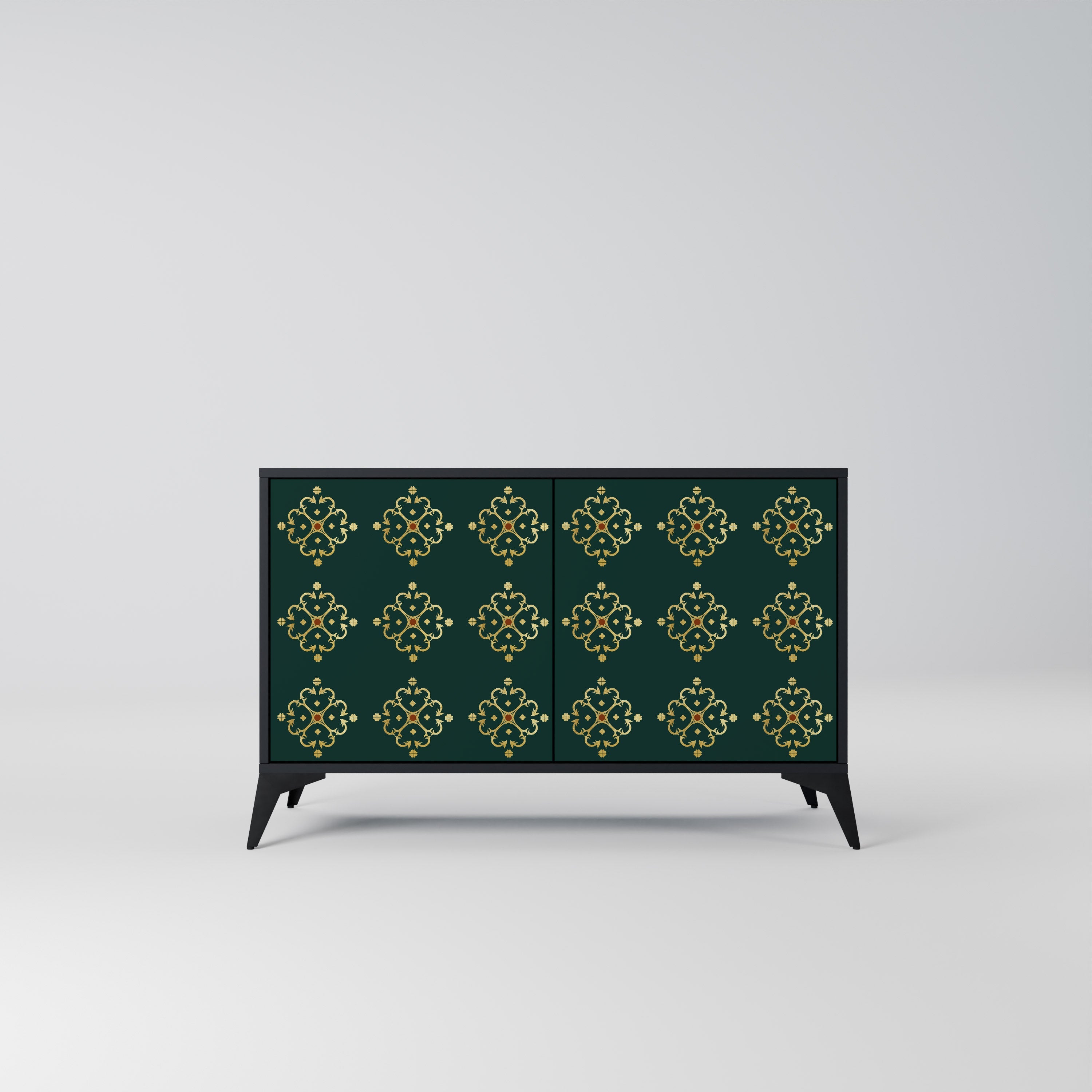 ROYAL MEDALLION Aparador de 2 Portas em Acabamento Preto