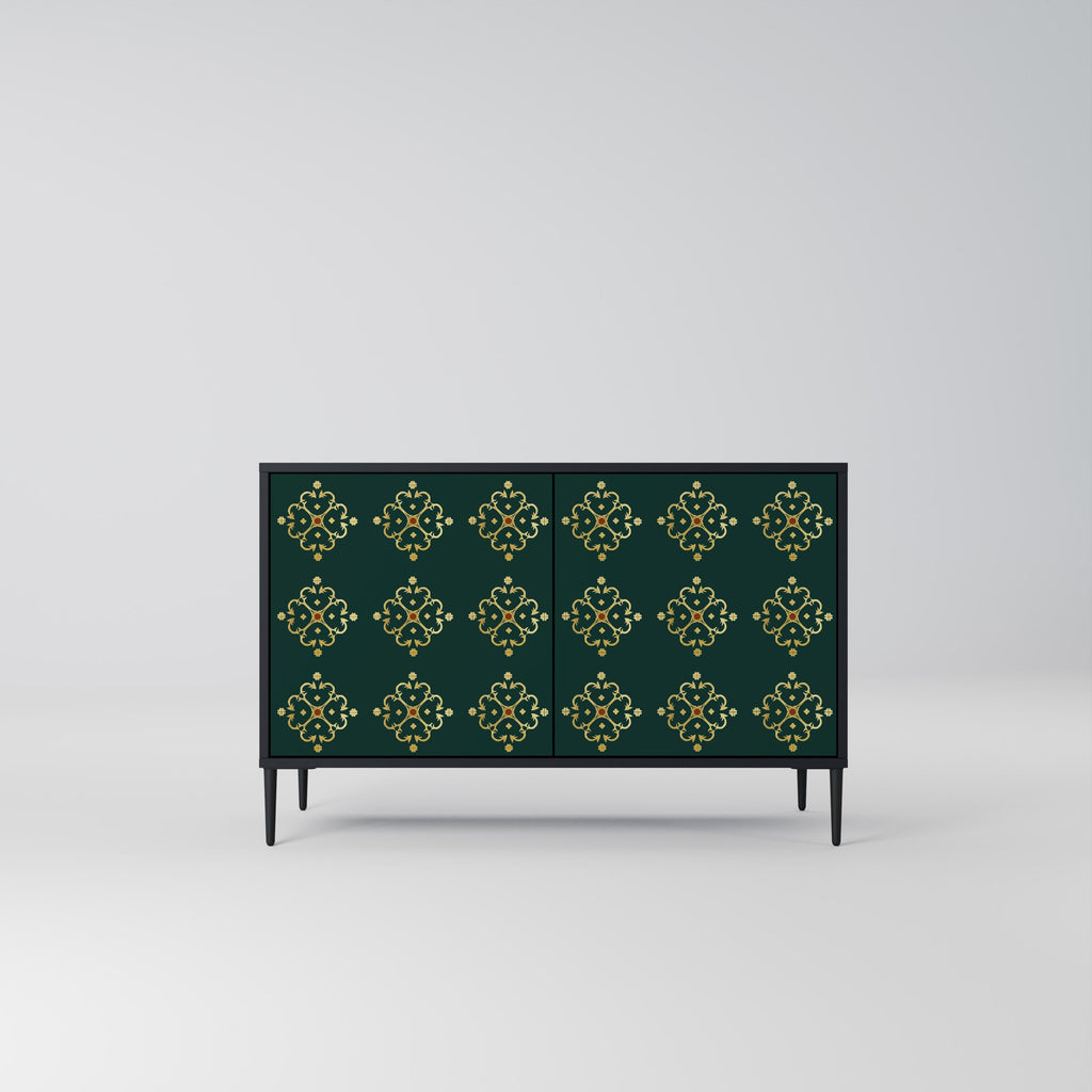 ROYAL MEDALLION Aparador de 2 Portas em Acabamento Preto