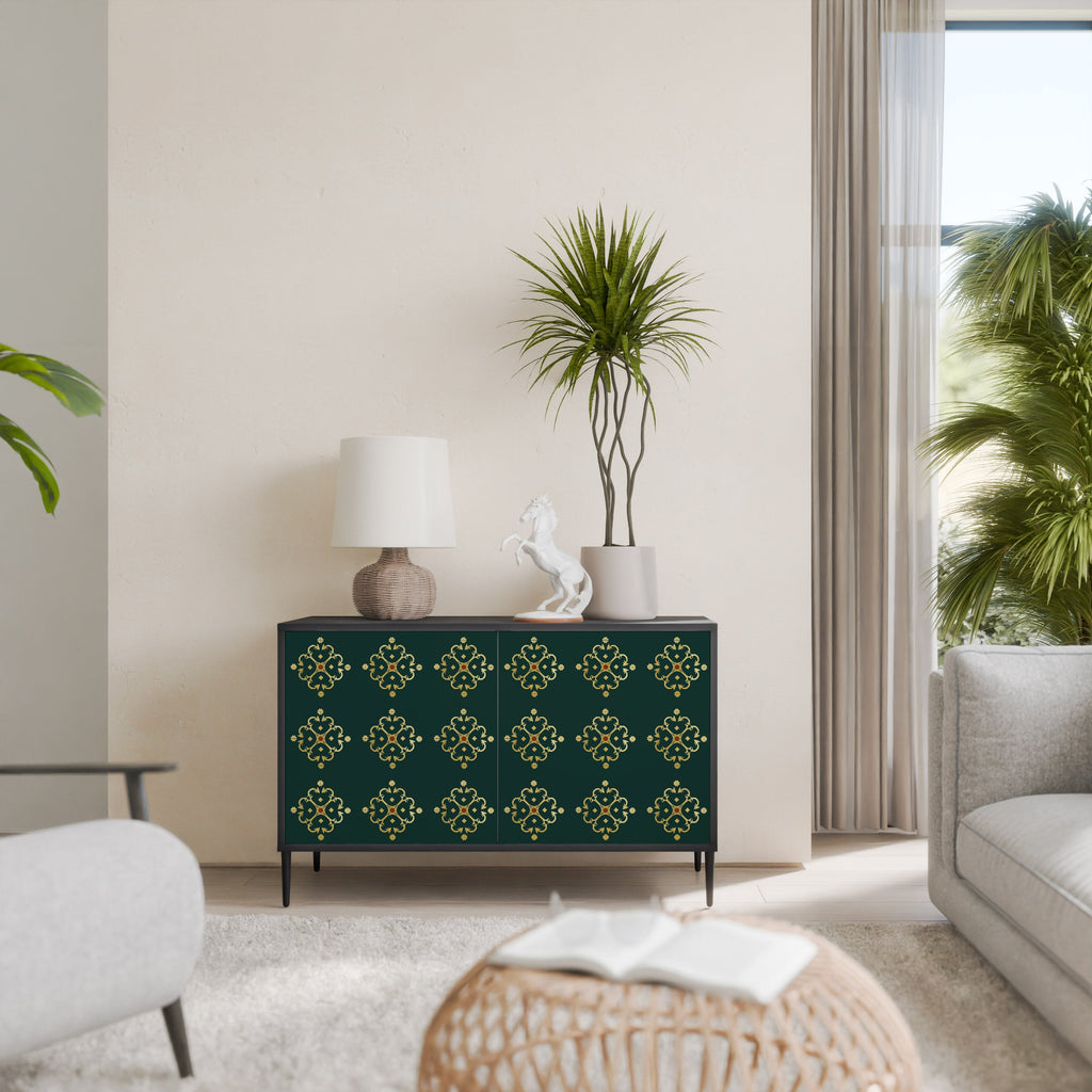 ROYAL MEDALLION Aparador de 2 Portas em Acabamento Preto