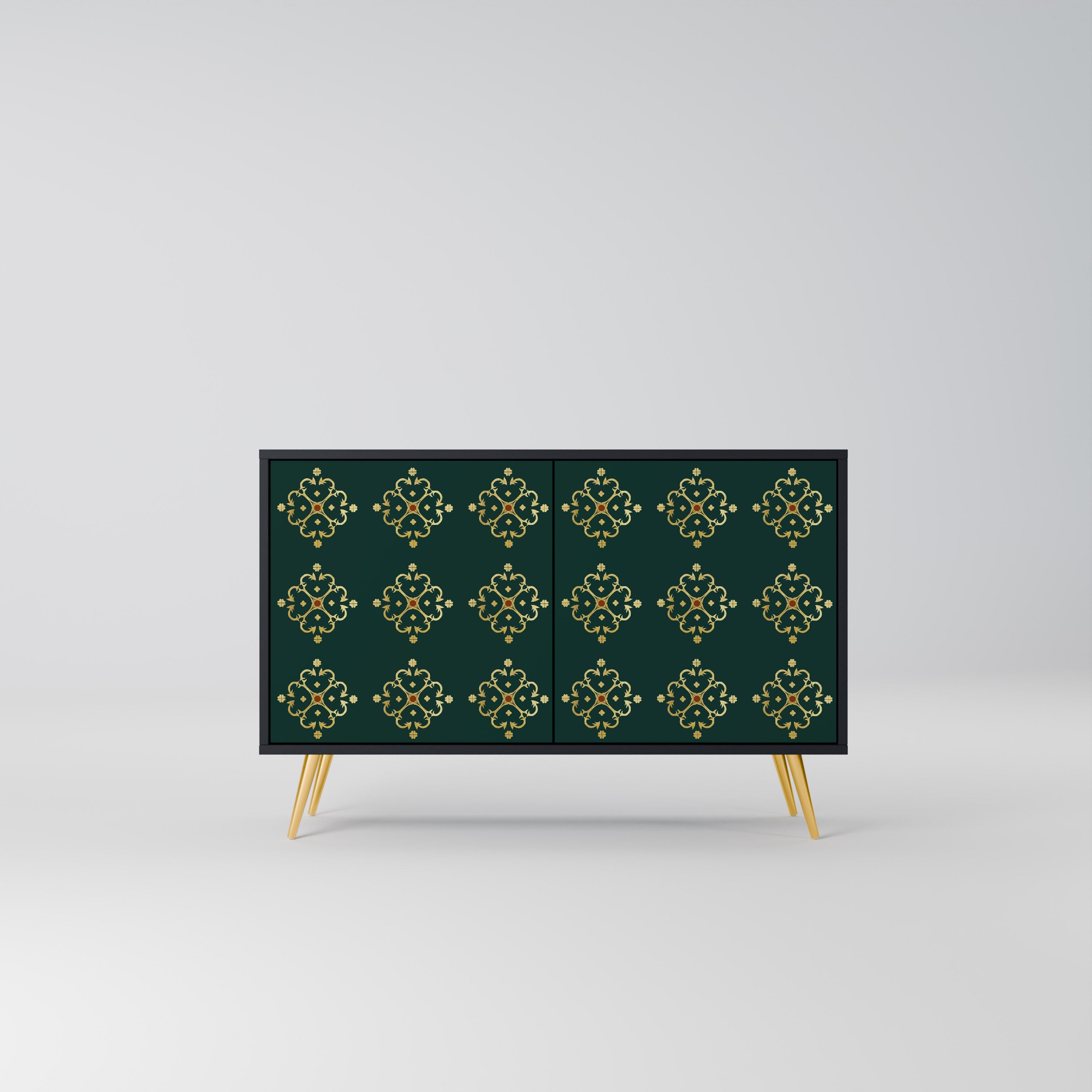 ROYAL MEDALLION Aparador de 2 Portas em Acabamento Preto