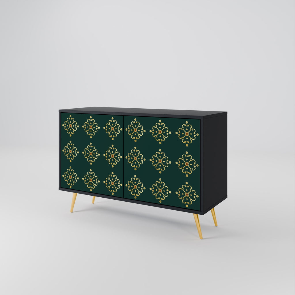 ROYAL MEDALLION Aparador de 2 Portas em Acabamento Preto