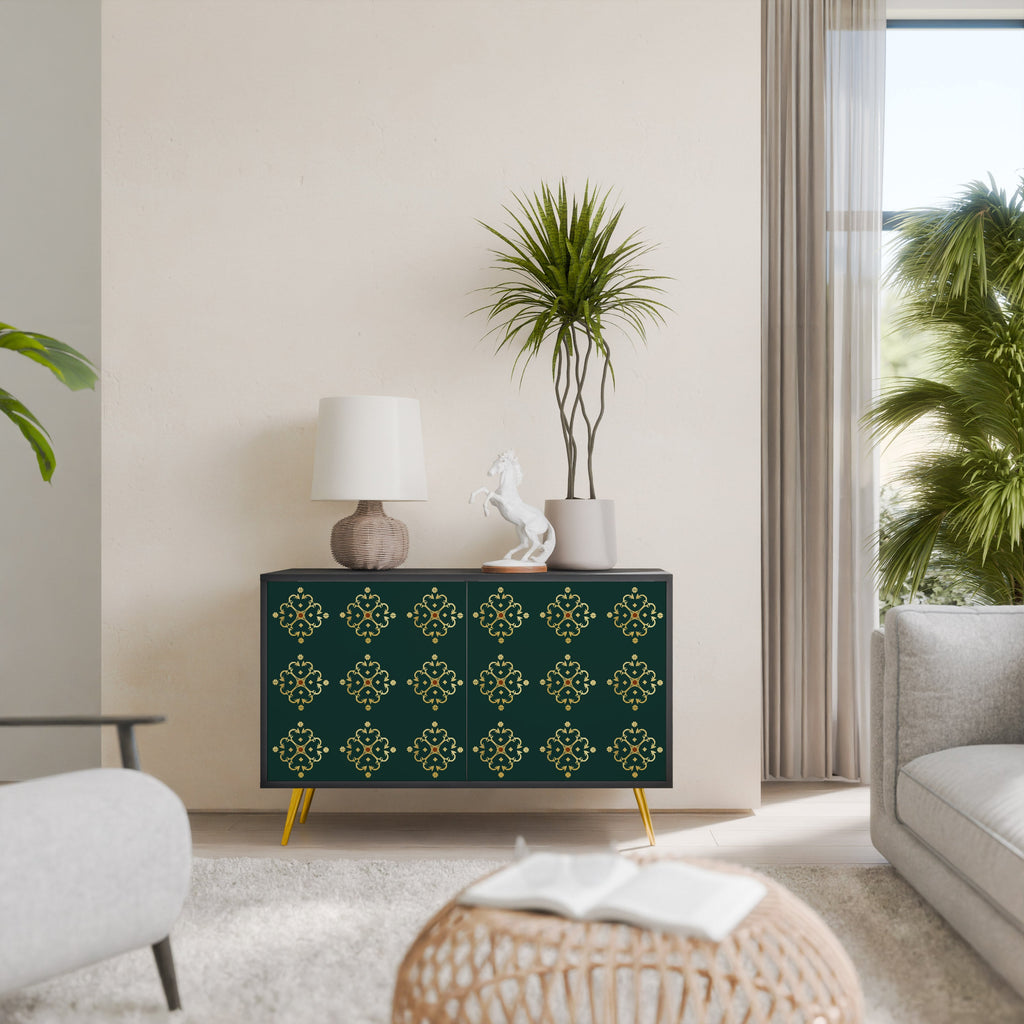 ROYAL MEDALLION Aparador de 2 Portas em Acabamento Preto