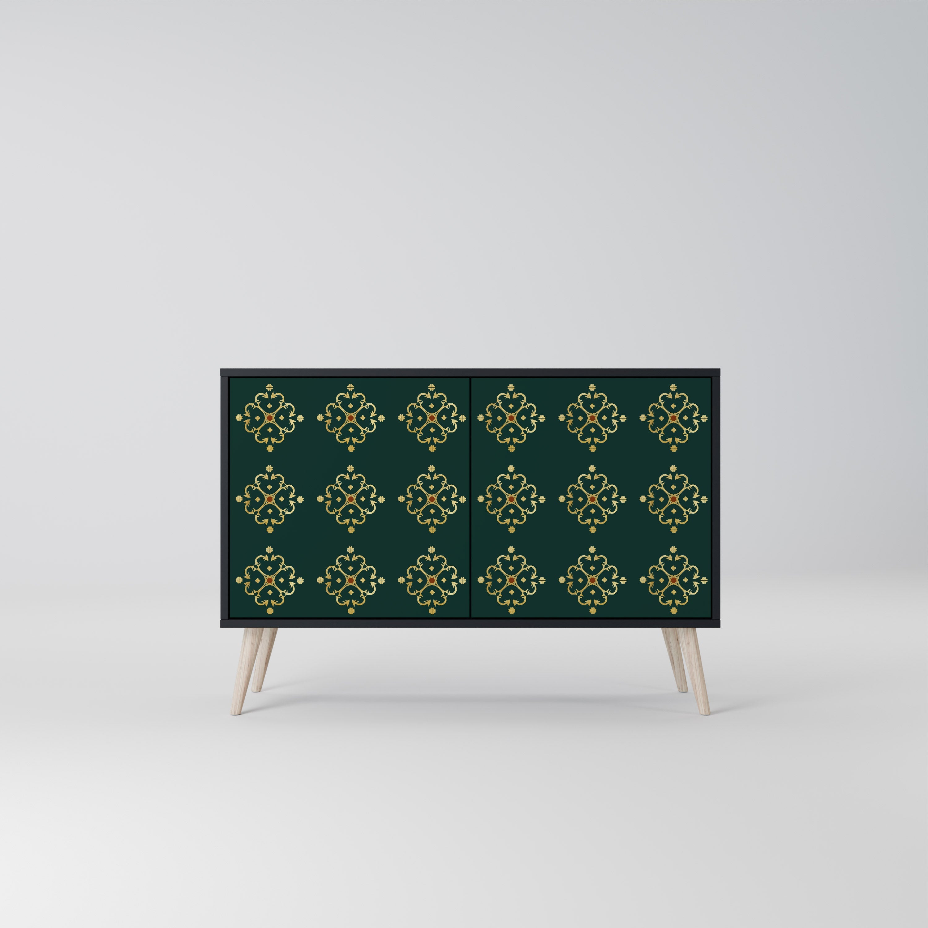 ROYAL MEDALLION Aparador de 2 Portas em Acabamento Preto