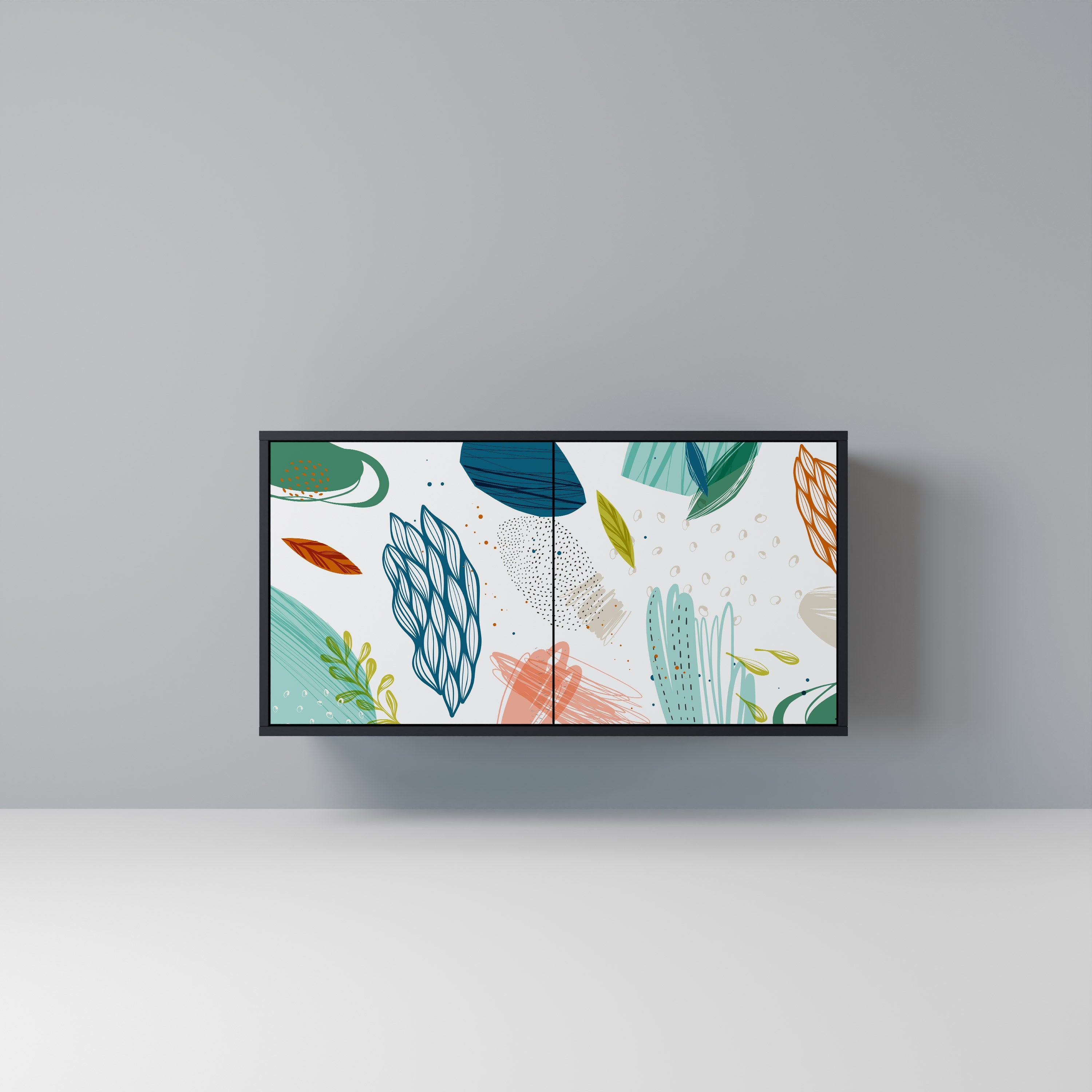 BOTANICAL HURRICANE Aparador de 2 Portas em Acabamento Preto